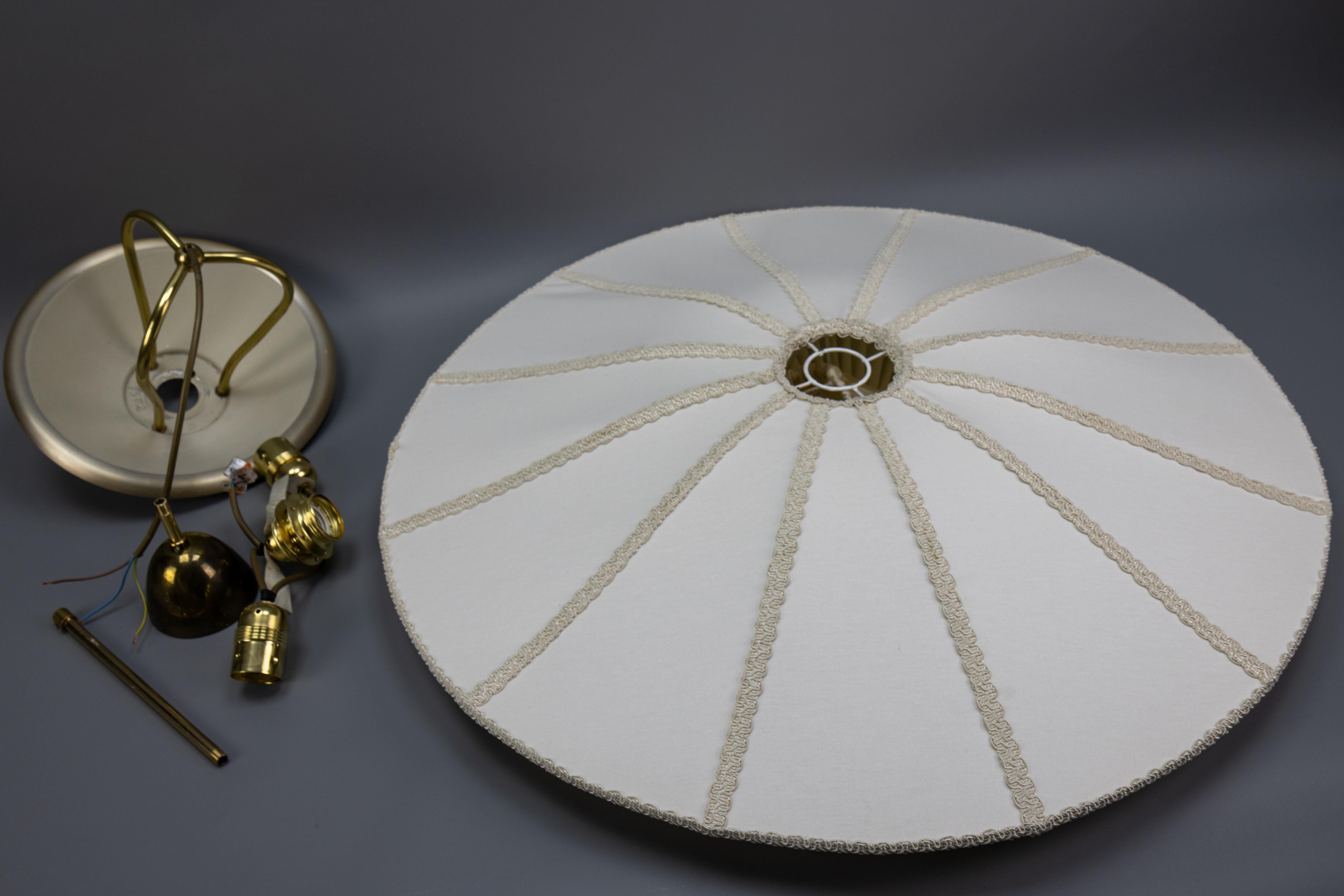 Large Mid-Century Modern Style Ufo Shaped Beige Fabric Pendant Light, 1970s 14