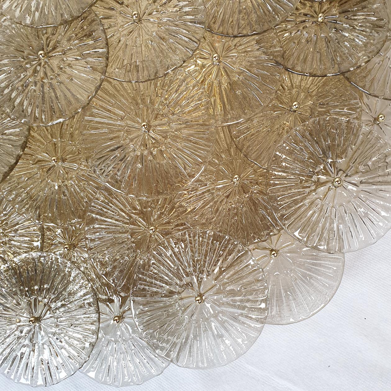 Large Tan Disc Murano glass flush mount Vistosi style 3
