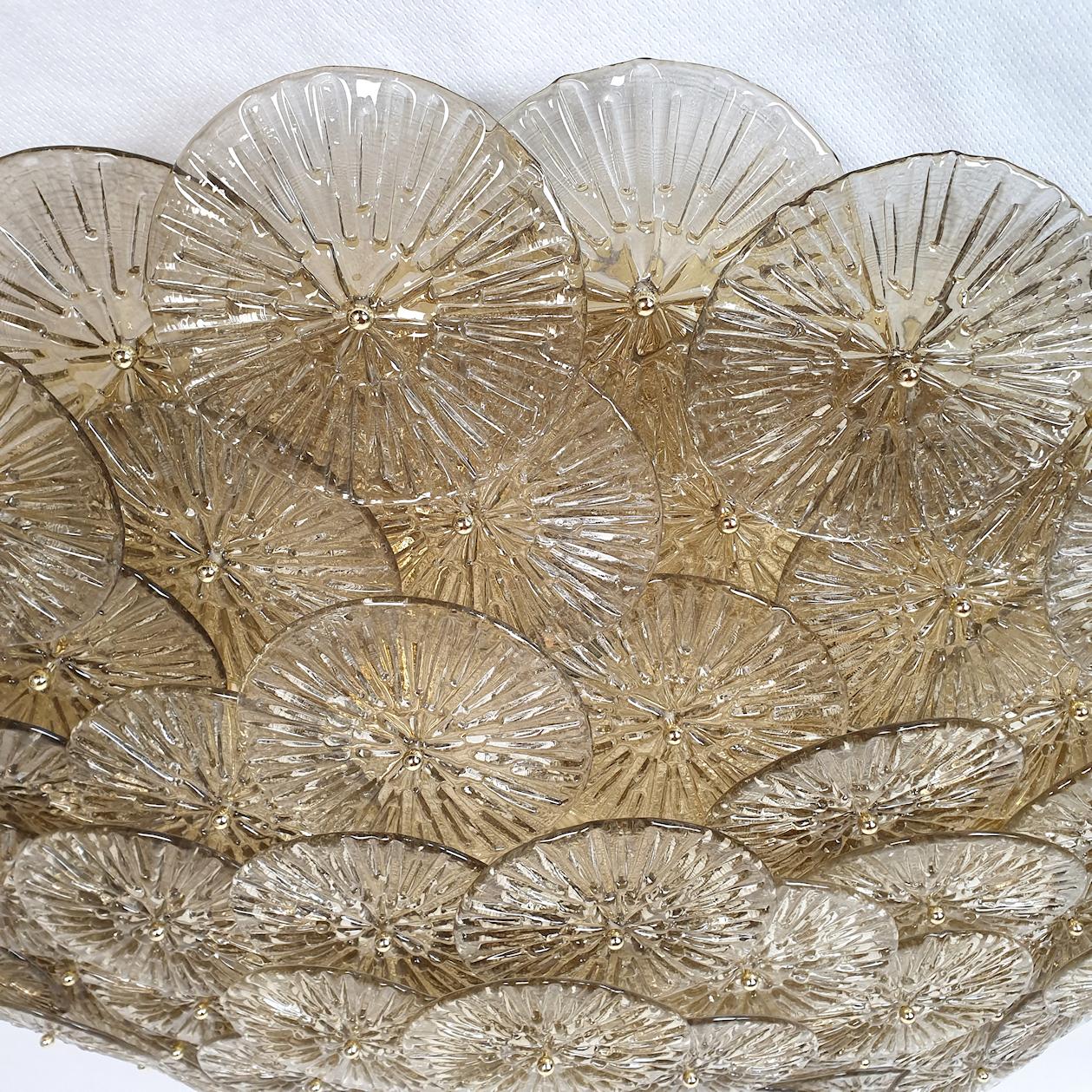 Large Tan Disc Murano glass flush mount Vistosi style 2