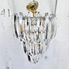 Large Mid-Century Modern Three-Tier Prism Lucite Chandelier