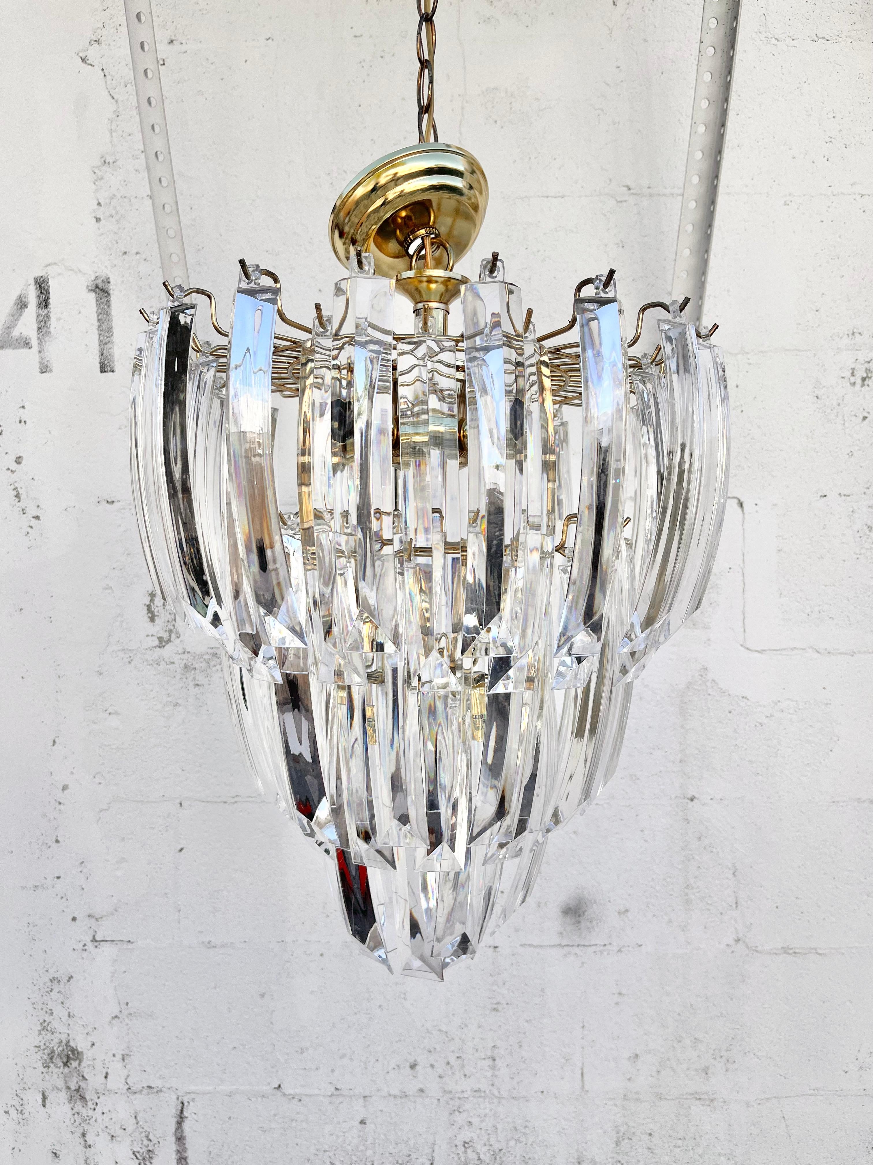 large chrome prism modern round tier chandelier