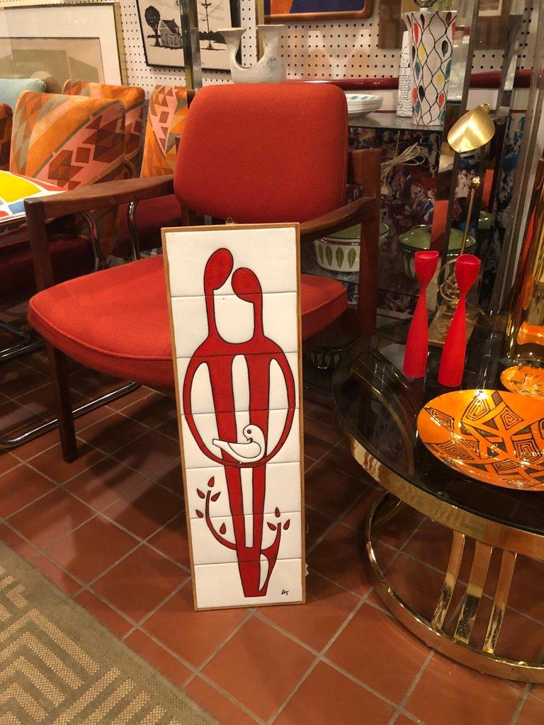 Attributed to Greek ceramicist artist, Angelos Tsakirakis (1934-2006). handmade and painted via refractory, (burning, at 1000 degrees C.), glazed. It is signed lower right with the initials 