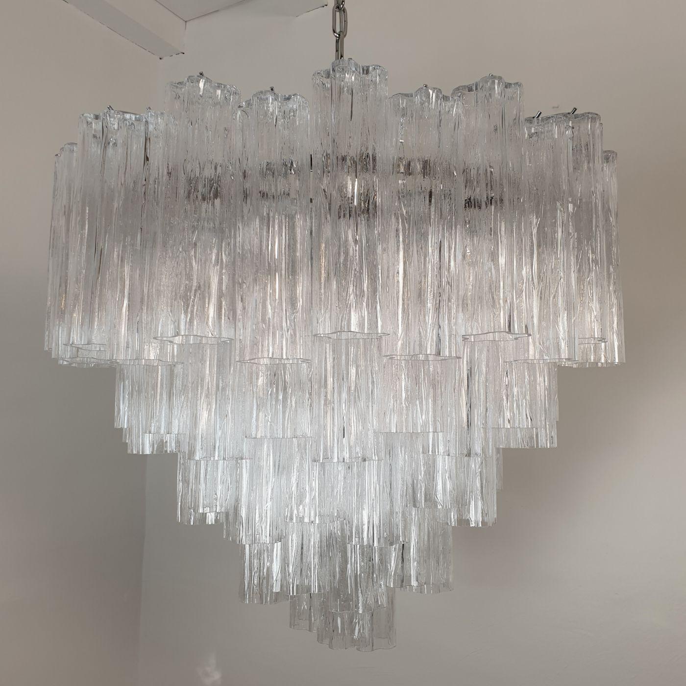 Late 20th Century Tronchi Murano glass Chandelier by Venini For Sale
