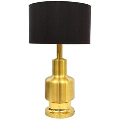Large Mid-Century Modern Two-Lights Polished Brass Table Lamp