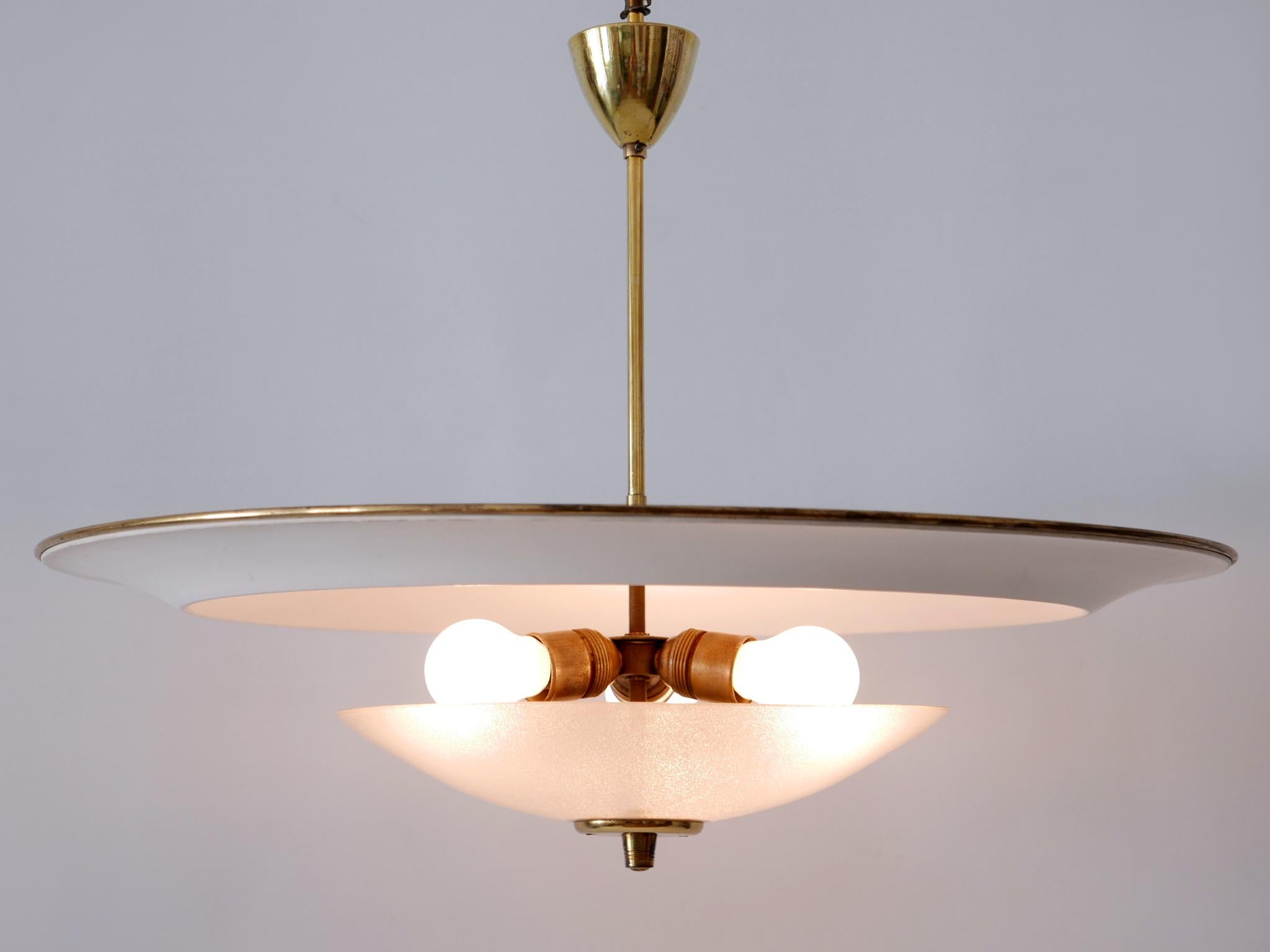 Large Mid-Century Modern 'Ufo' Ceiling Light or Pendant Lamp Germany 1950s № 1 For Sale 5