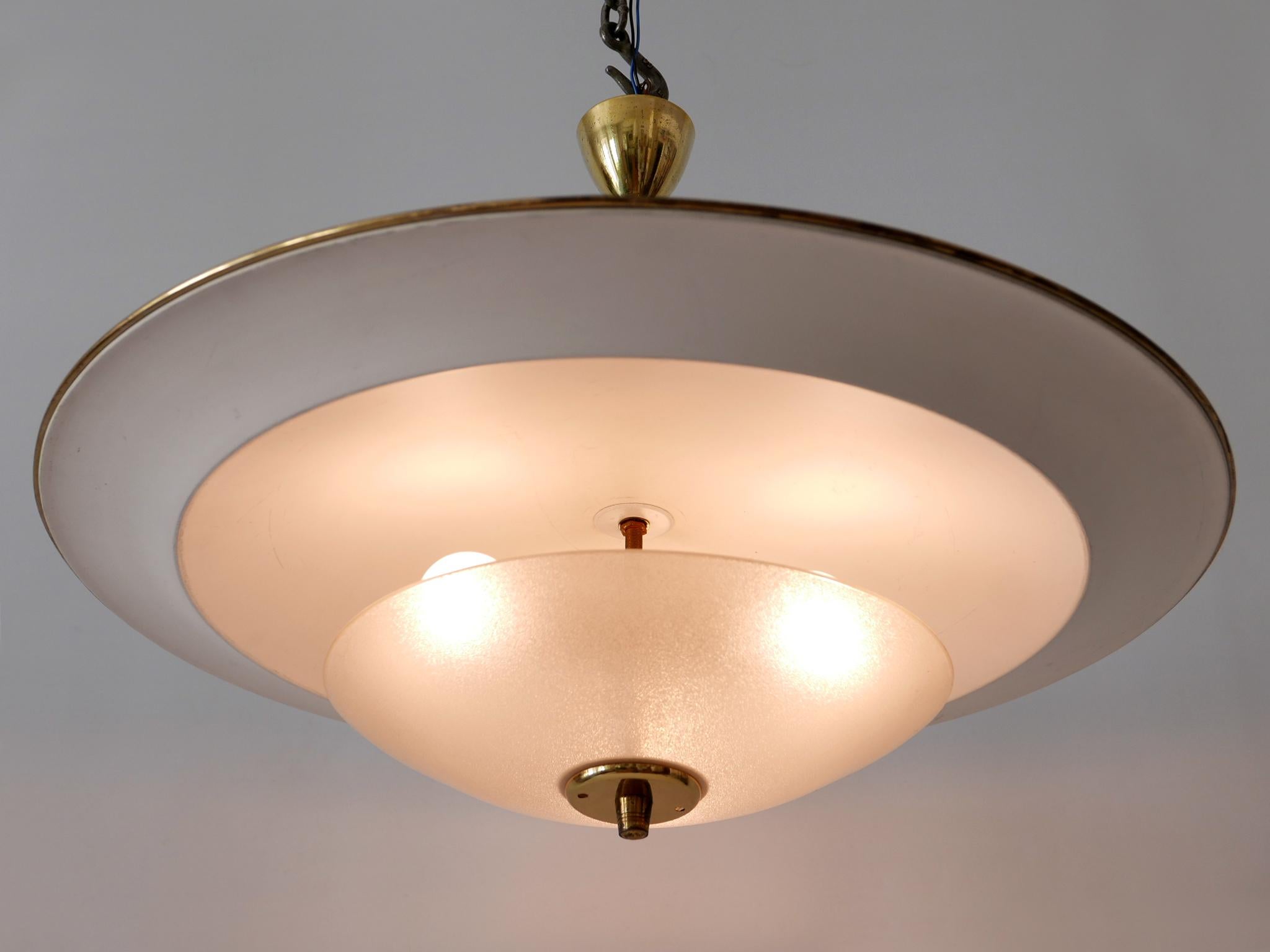 Large Mid-Century Modern 'Ufo' Ceiling Light or Pendant Lamp Germany 1950s № 1 For Sale 7