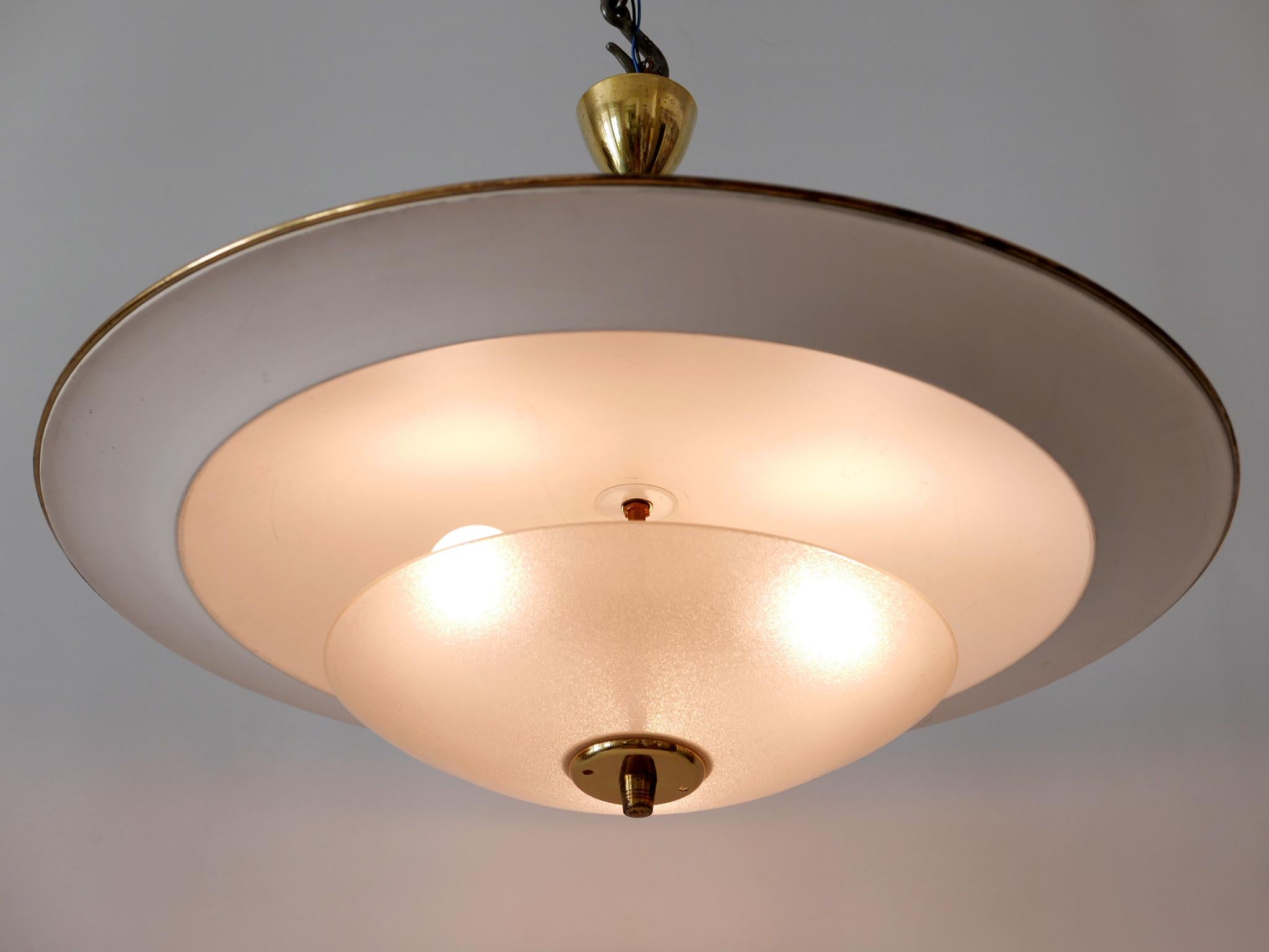 Large Mid-Century Modern 'Ufo' Ceiling Light or Pendant Lamp Germany 1950s № 1 For Sale 8