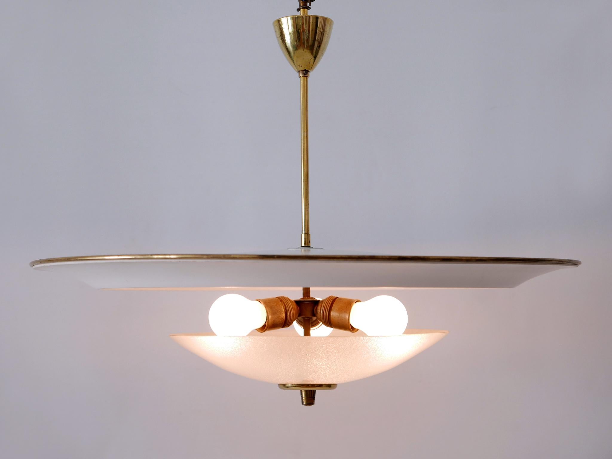 Large Mid-Century Modern 'Ufo' Ceiling Light or Pendant Lamp Germany 1950s № 1 For Sale 2
