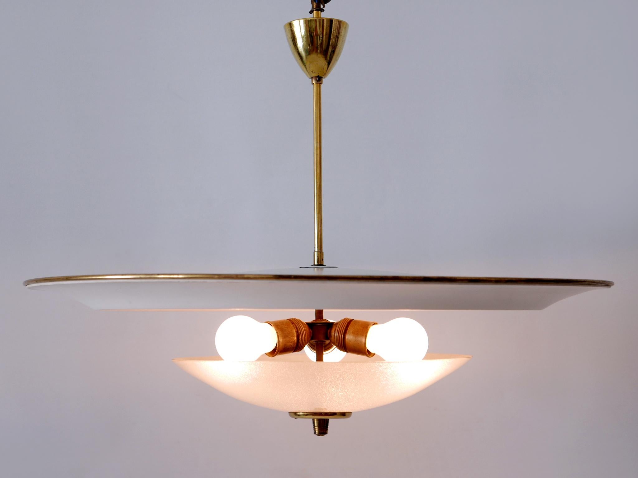 Large Mid-Century Modern 'Ufo' Ceiling Light or Pendant Lamp Germany 1950s № 1 For Sale 3