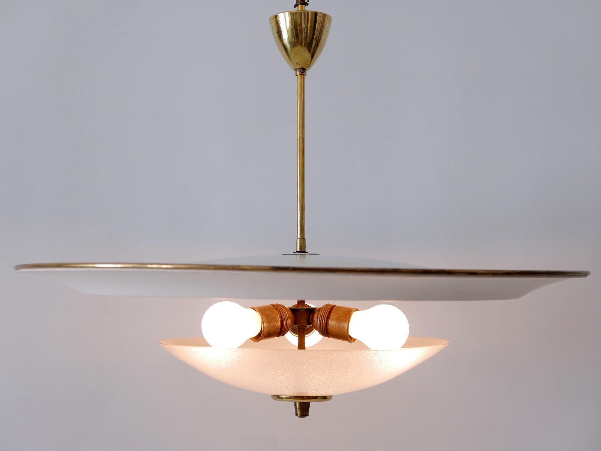 Large Mid-Century Modern 'Ufo' Ceiling Light or Pendant Lamp Germany 1950s № 1 For Sale 4