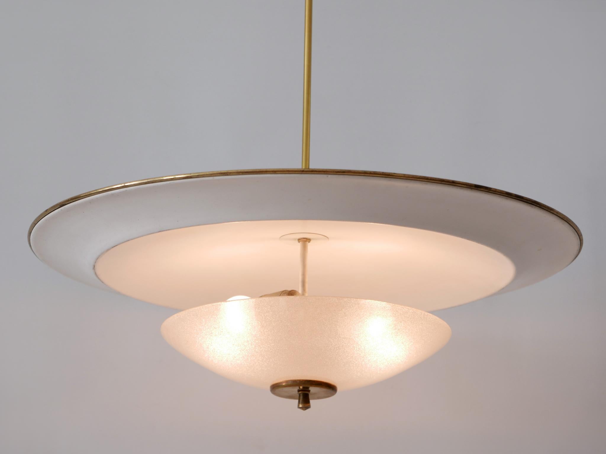 Large Mid-Century Modern 'Ufo' Ceiling Light or Pendant Lamp Germany 1950s № 2 For Sale 5