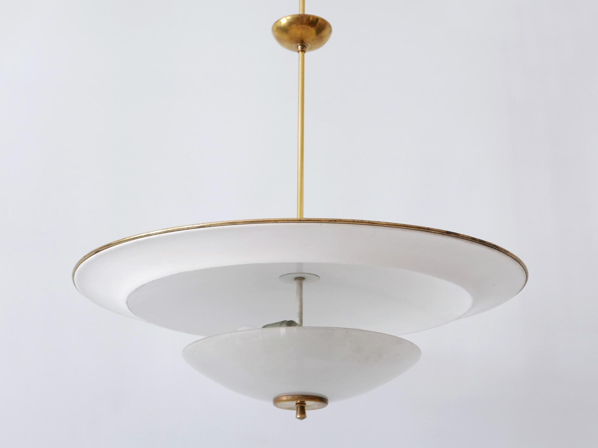Large Mid-Century Modern 'Ufo' Ceiling Light or Pendant Lamp Germany 1950s № 2 For Sale 6