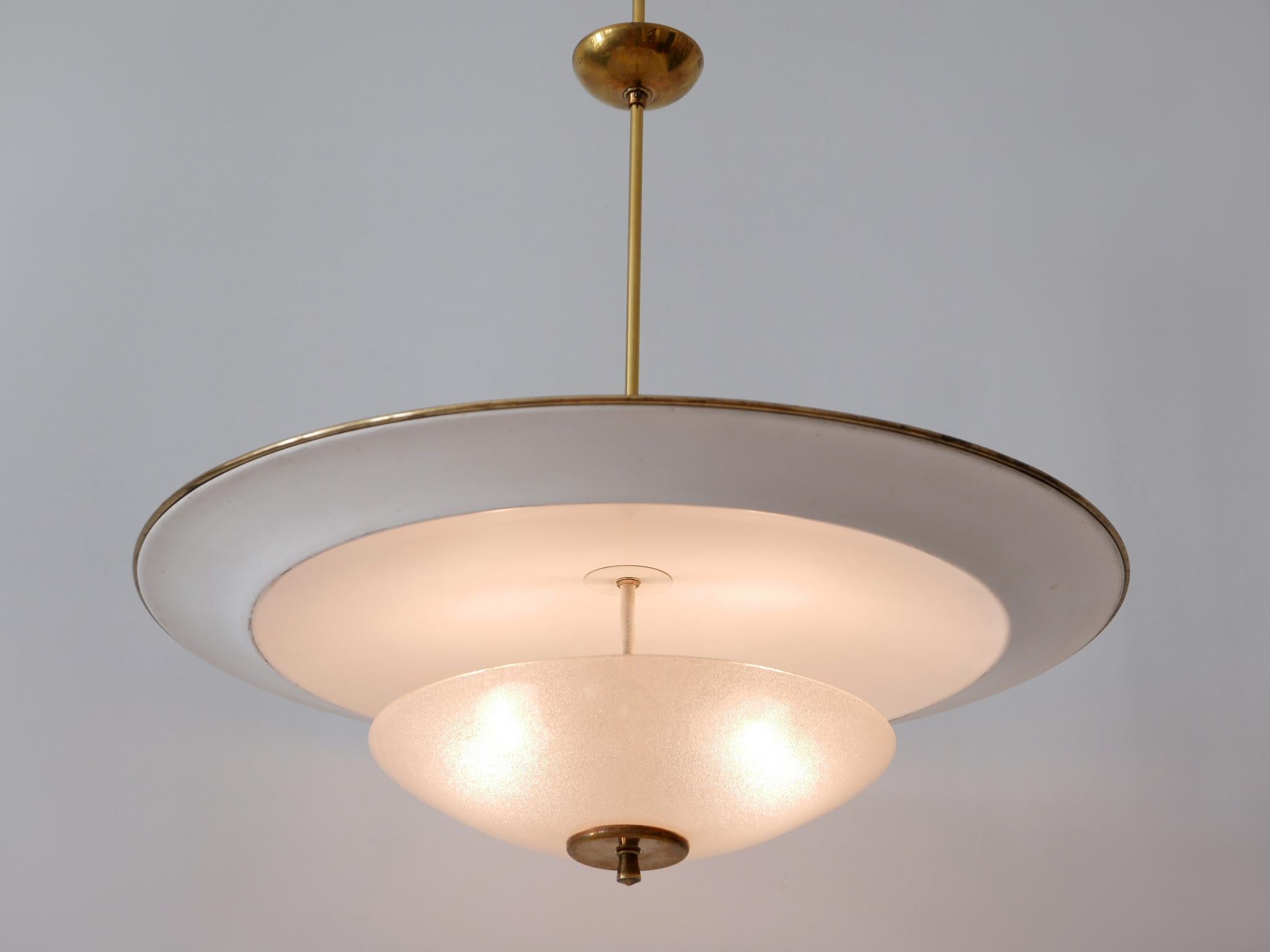 Large Mid-Century Modern 'Ufo' Ceiling Light or Pendant Lamp Germany 1950s № 2 For Sale 7
