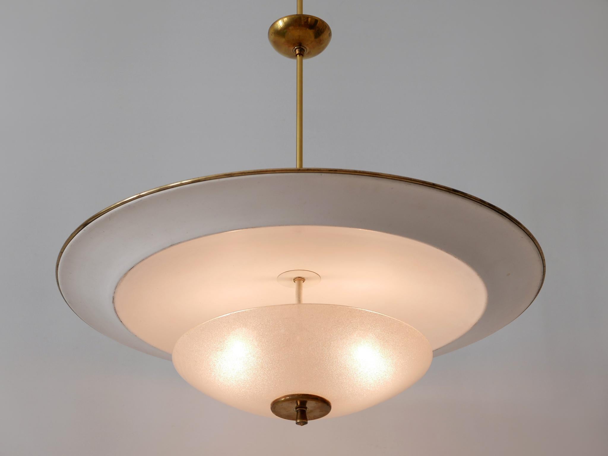 Large Mid-Century Modern 'Ufo' Ceiling Light or Pendant Lamp Germany 1950s № 2 For Sale 9