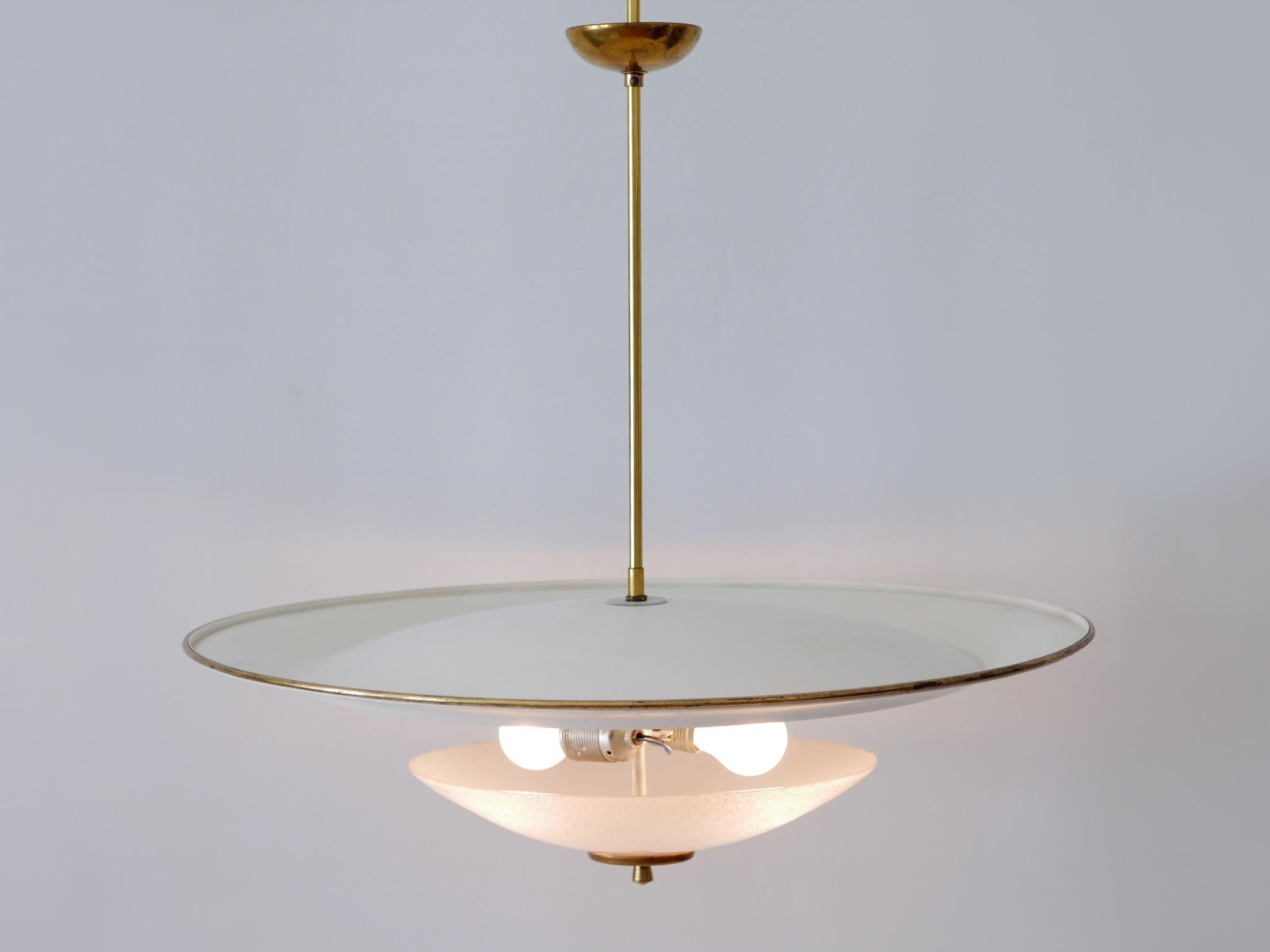 Mid-20th Century Large Mid-Century Modern 'Ufo' Ceiling Light or Pendant Lamp Germany 1950s № 2 For Sale