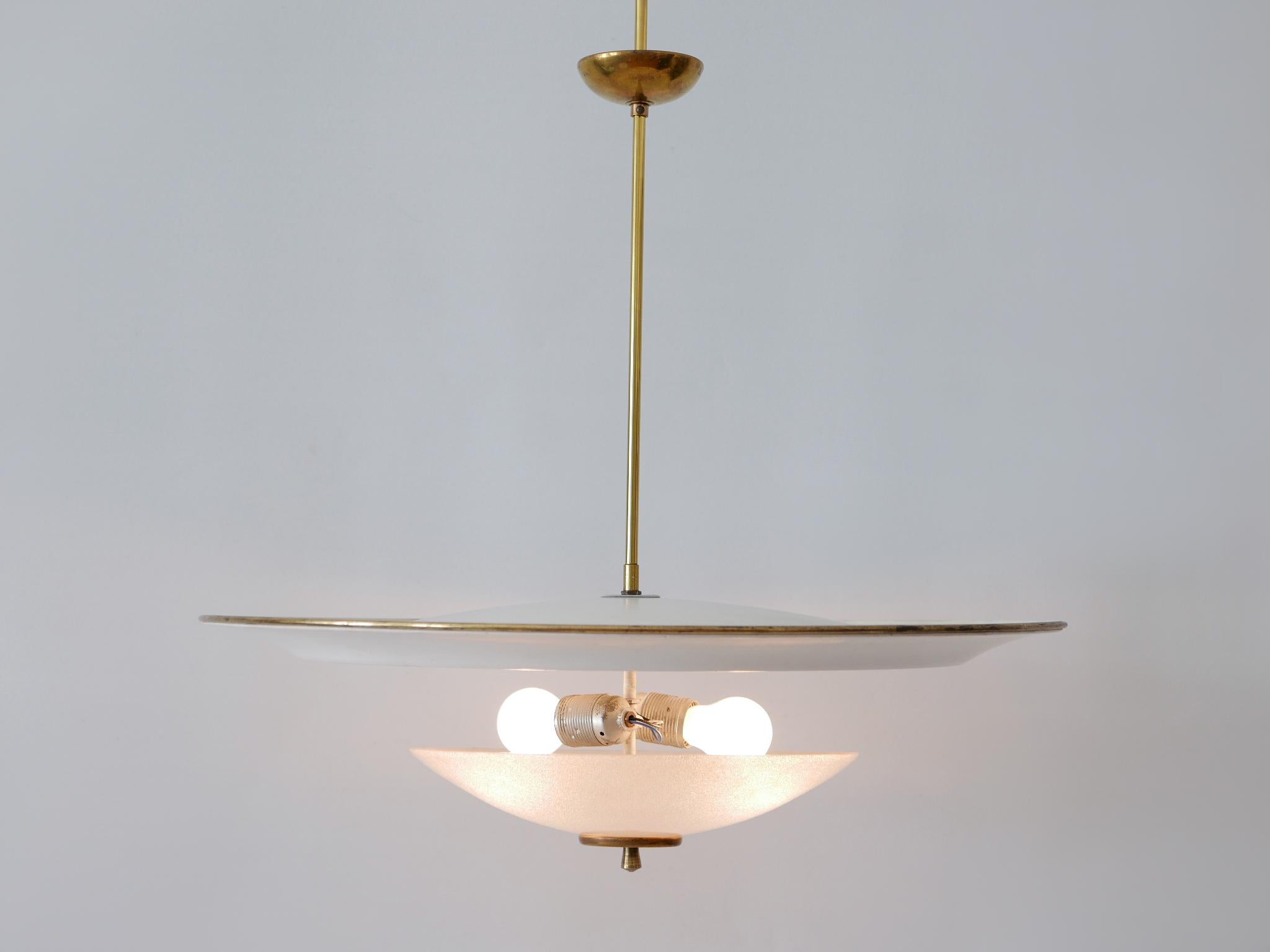 Large Mid-Century Modern 'Ufo' Ceiling Light or Pendant Lamp Germany 1950s № 2 For Sale 3