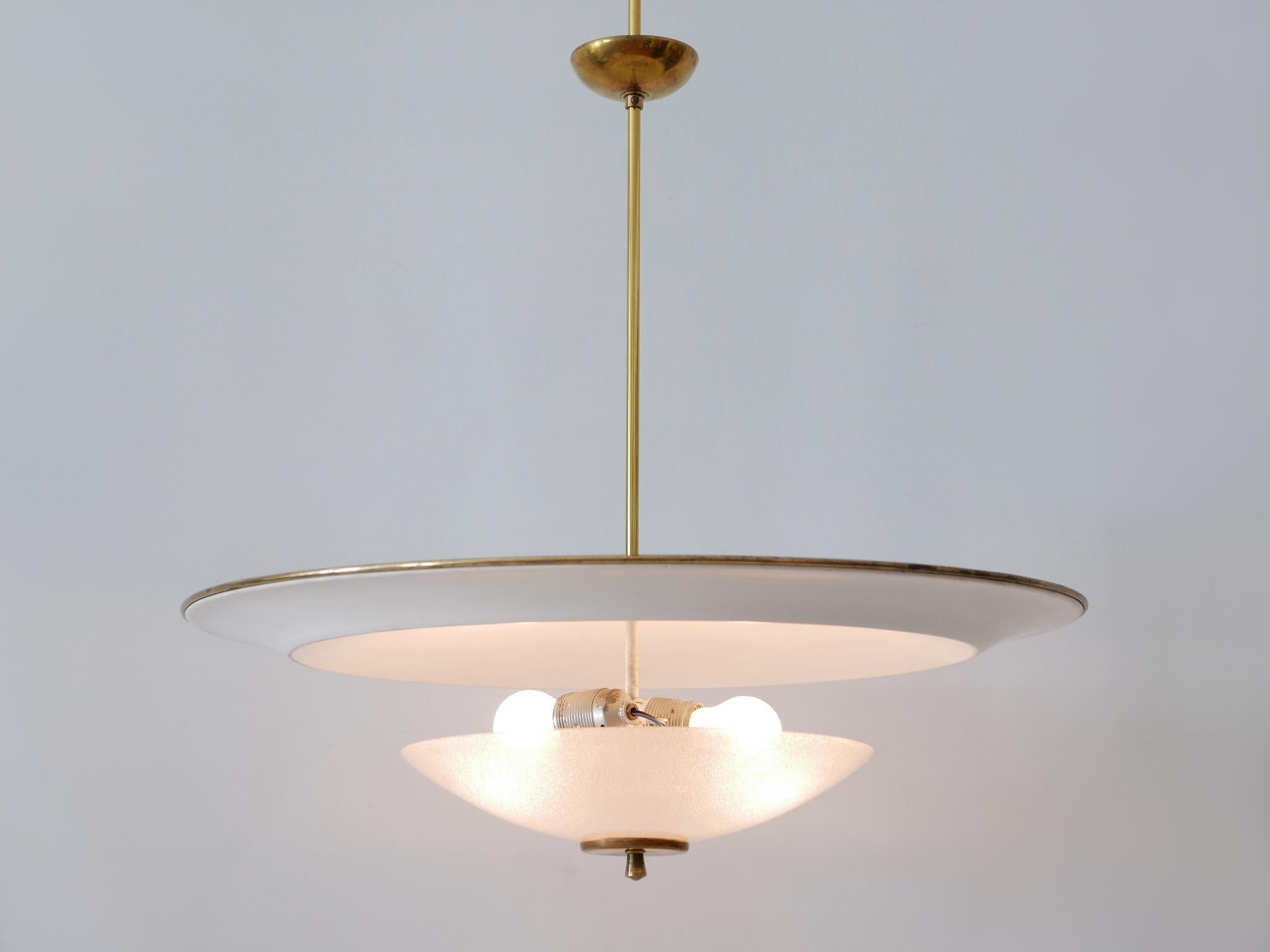 Large Mid-Century Modern 'Ufo' Ceiling Light or Pendant Lamp Germany 1950s № 2 For Sale 4