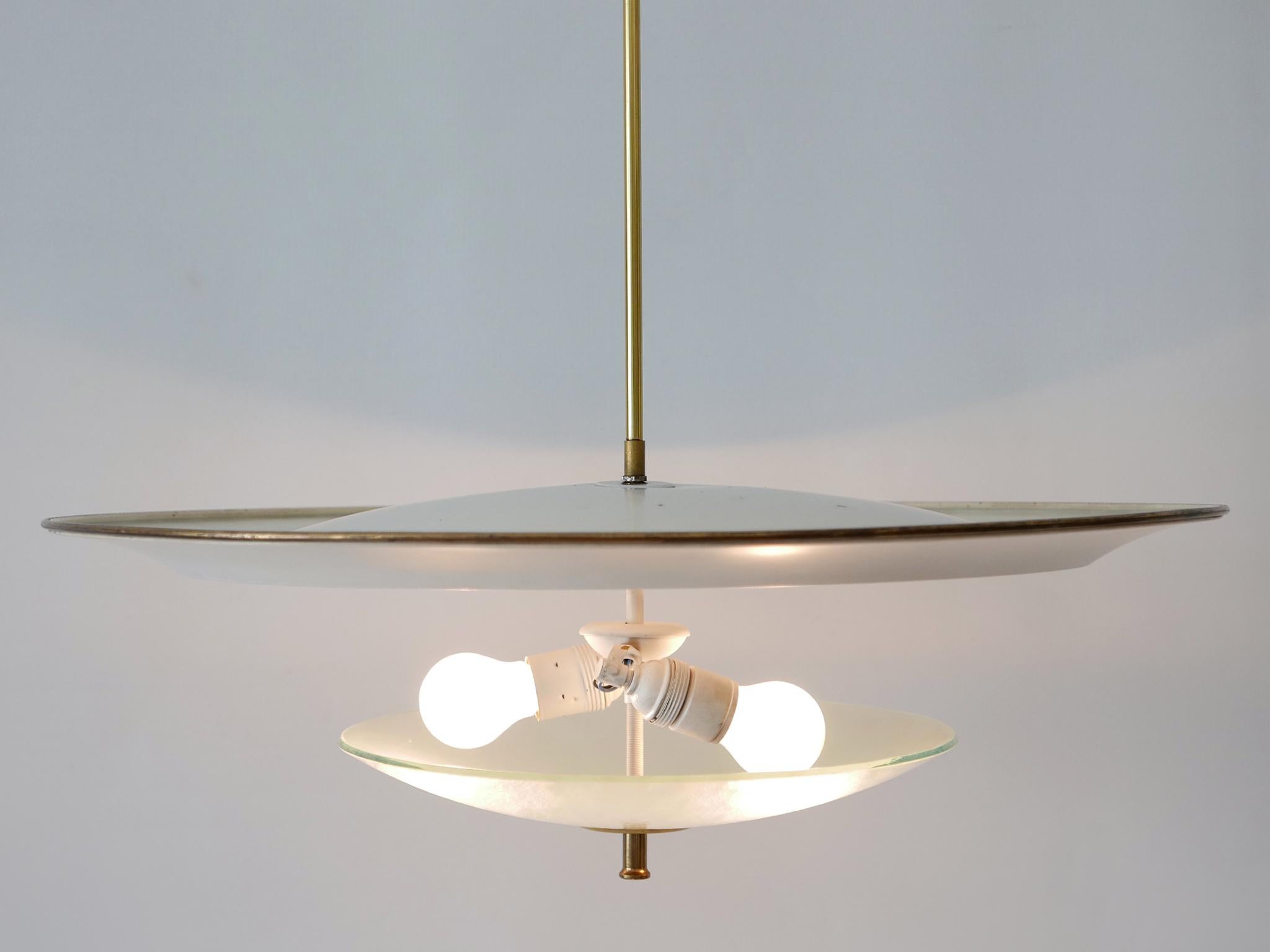 Large Mid-Century Modern 'Ufo' Ceiling Light or Pendant Lamp Germany 1950s № 3 For Sale 5