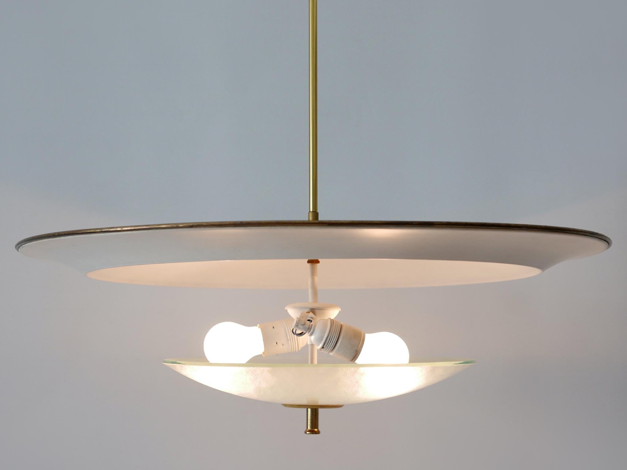 Large Mid-Century Modern 'Ufo' Ceiling Light or Pendant Lamp Germany 1950s № 3 For Sale 6