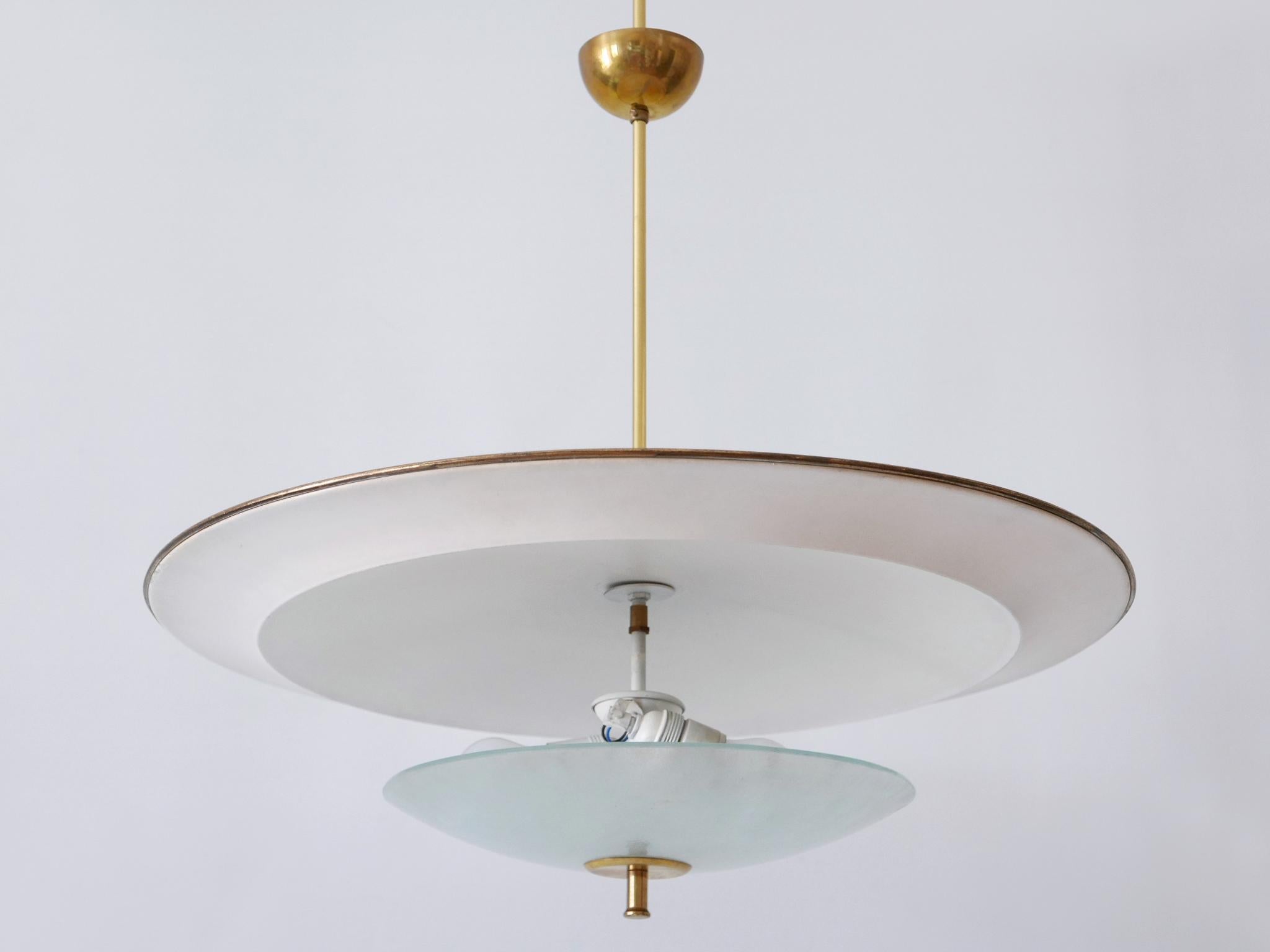 Large Mid-Century Modern 'Ufo' Ceiling Light or Pendant Lamp Germany 1950s № 3 For Sale 7