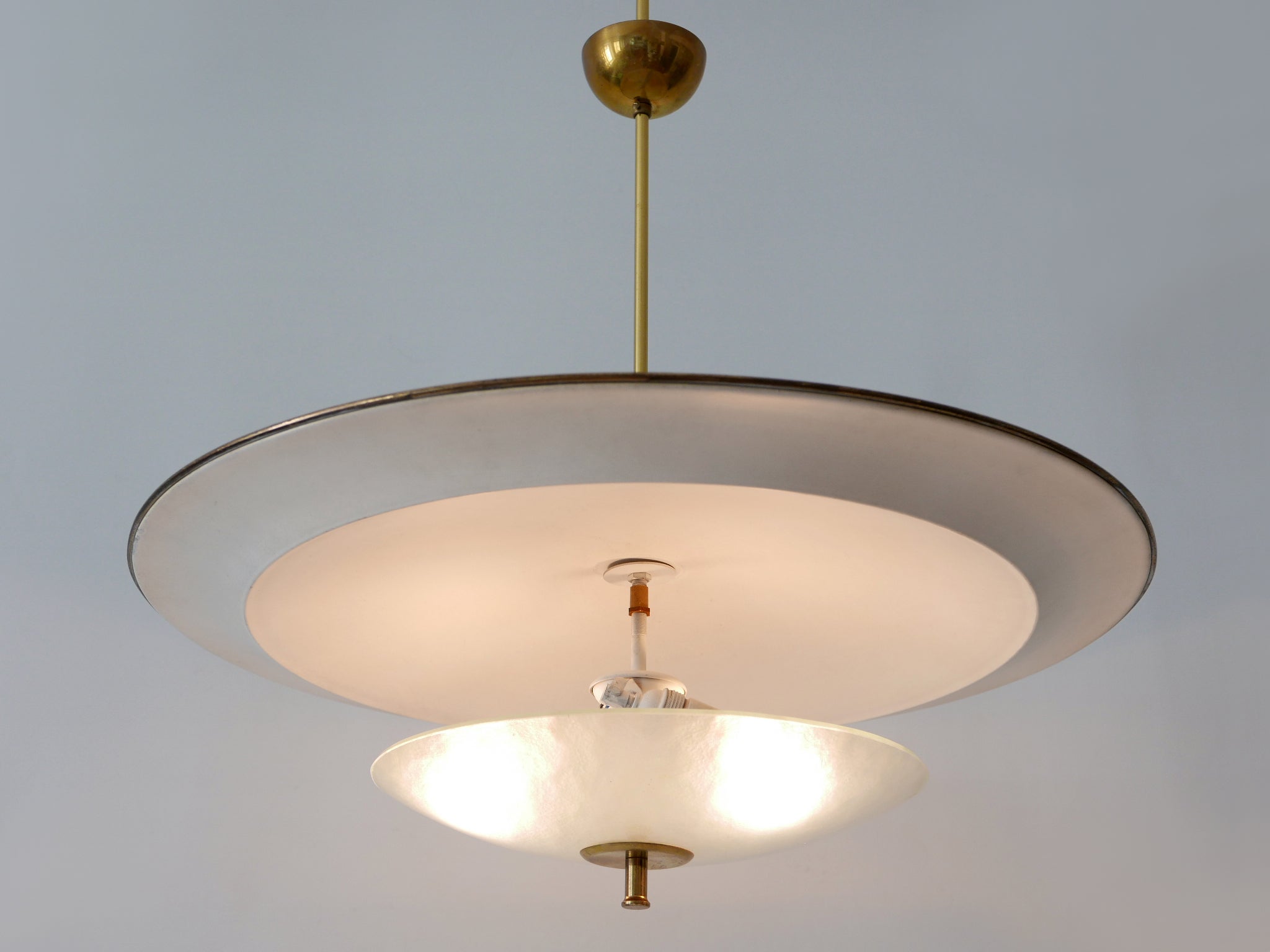 Large Mid-Century Modern 'Ufo' Ceiling Light or Pendant Lamp Germany 1950s № 3 For Sale 8