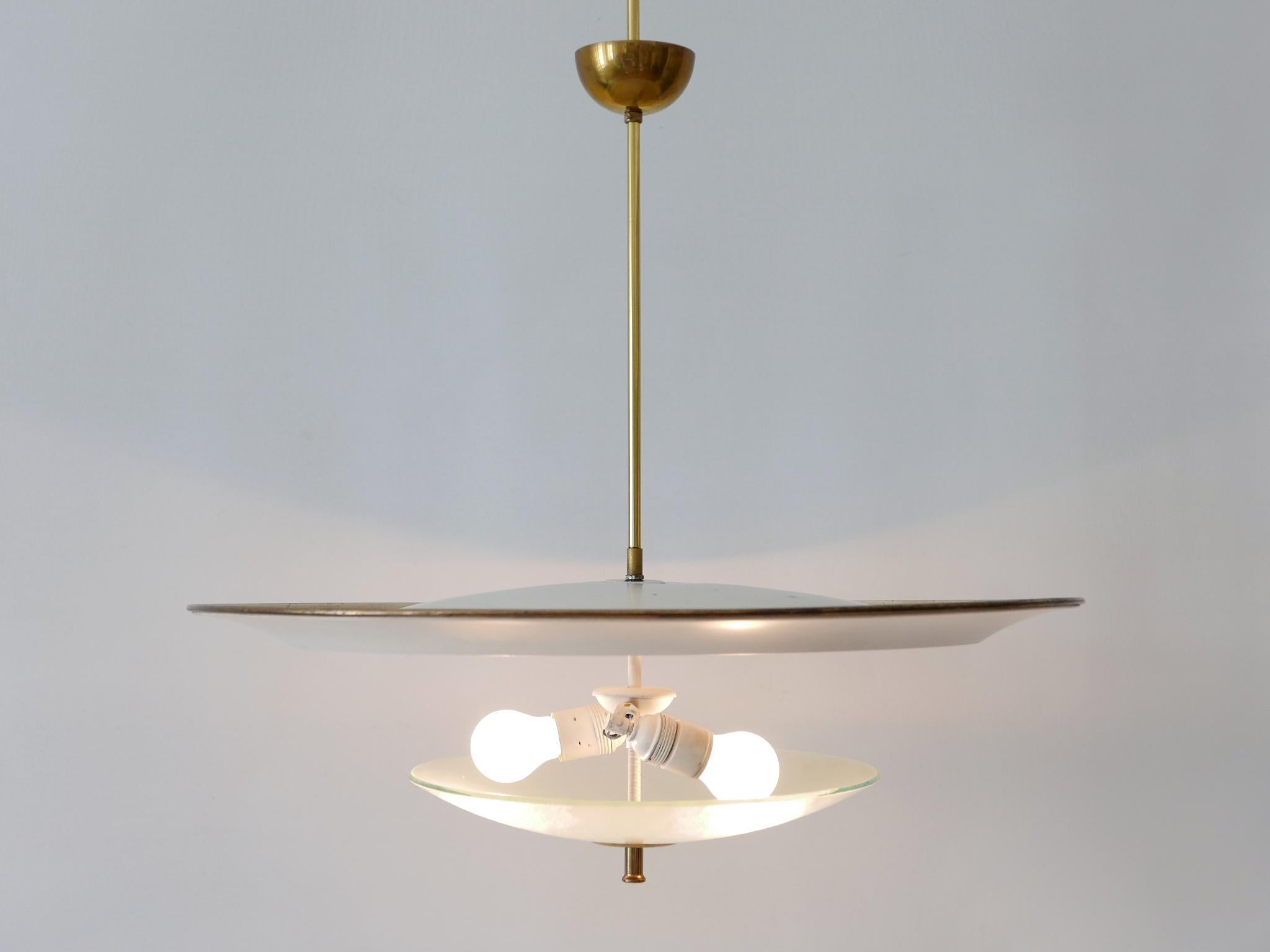 Large Mid-Century Modern 'Ufo' Ceiling Light or Pendant Lamp Germany 1950s № 3 For Sale 2