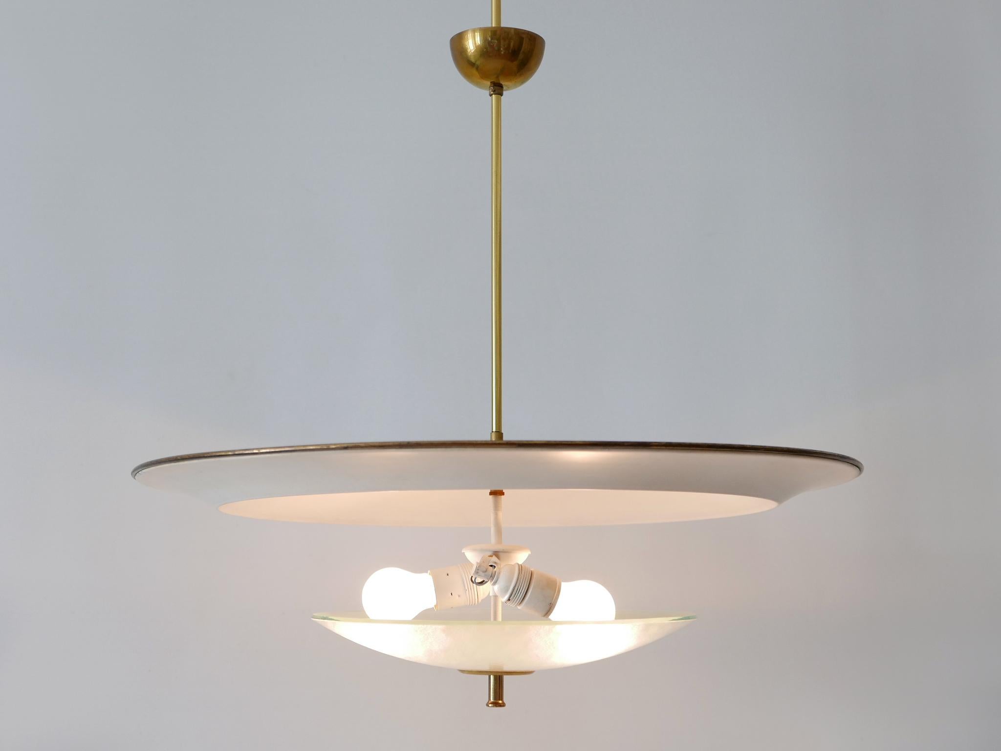 Large Mid-Century Modern 'Ufo' Ceiling Light or Pendant Lamp Germany 1950s № 3 For Sale 4