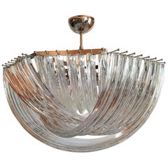 vintage venini glass Large Mid-Century Modern Vintage Venini Chandelier Clear Murano Glass Italy 1980