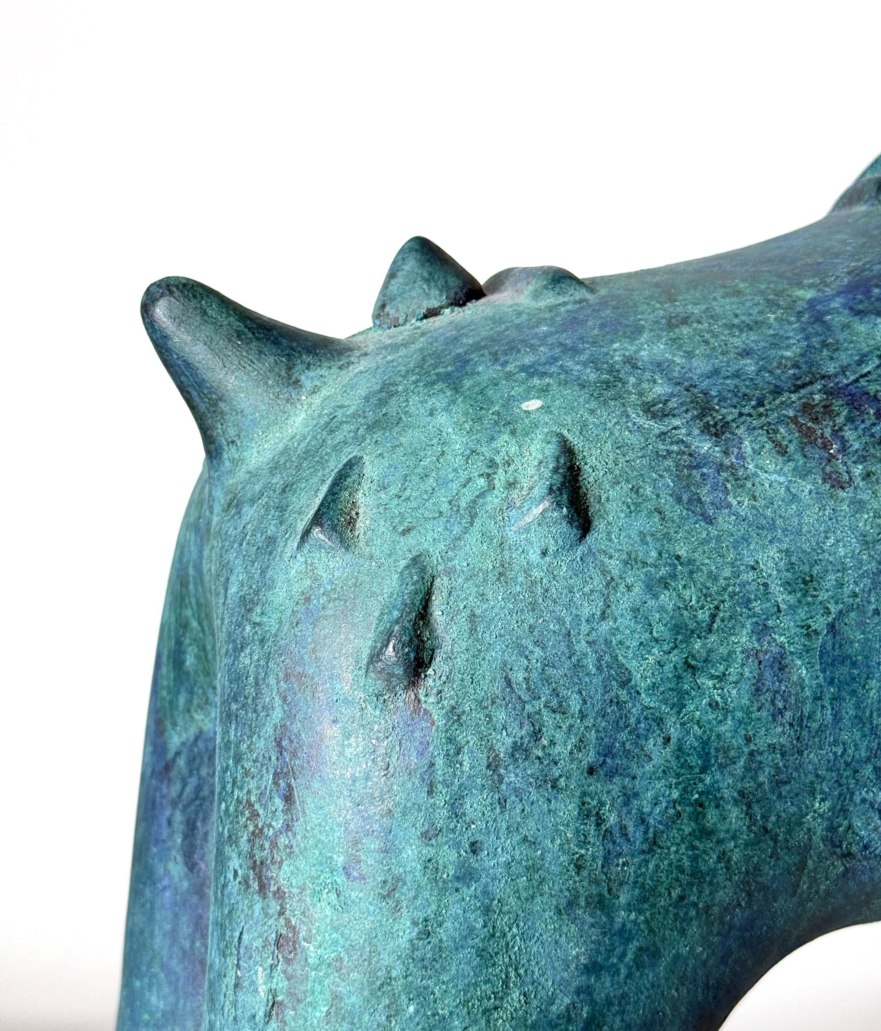 Gran Escultura de Caballo de Cerámica Japonesa Estilo Haniwa de Verdigris Moderno de Mediados de Siglo en venta 2