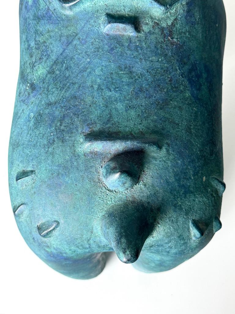 Gran Escultura de Caballo de Cerámica Japonesa Estilo Haniwa de Verdigris Moderno de Mediados de Siglo en venta 1