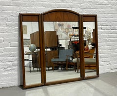 Large Mid-Century Modern Walnut Three Panel Mirror, C. 1960s