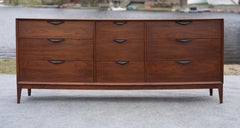Large Mid-Century Modern Walnut Triple 9-Drawer Dresser Dillingham