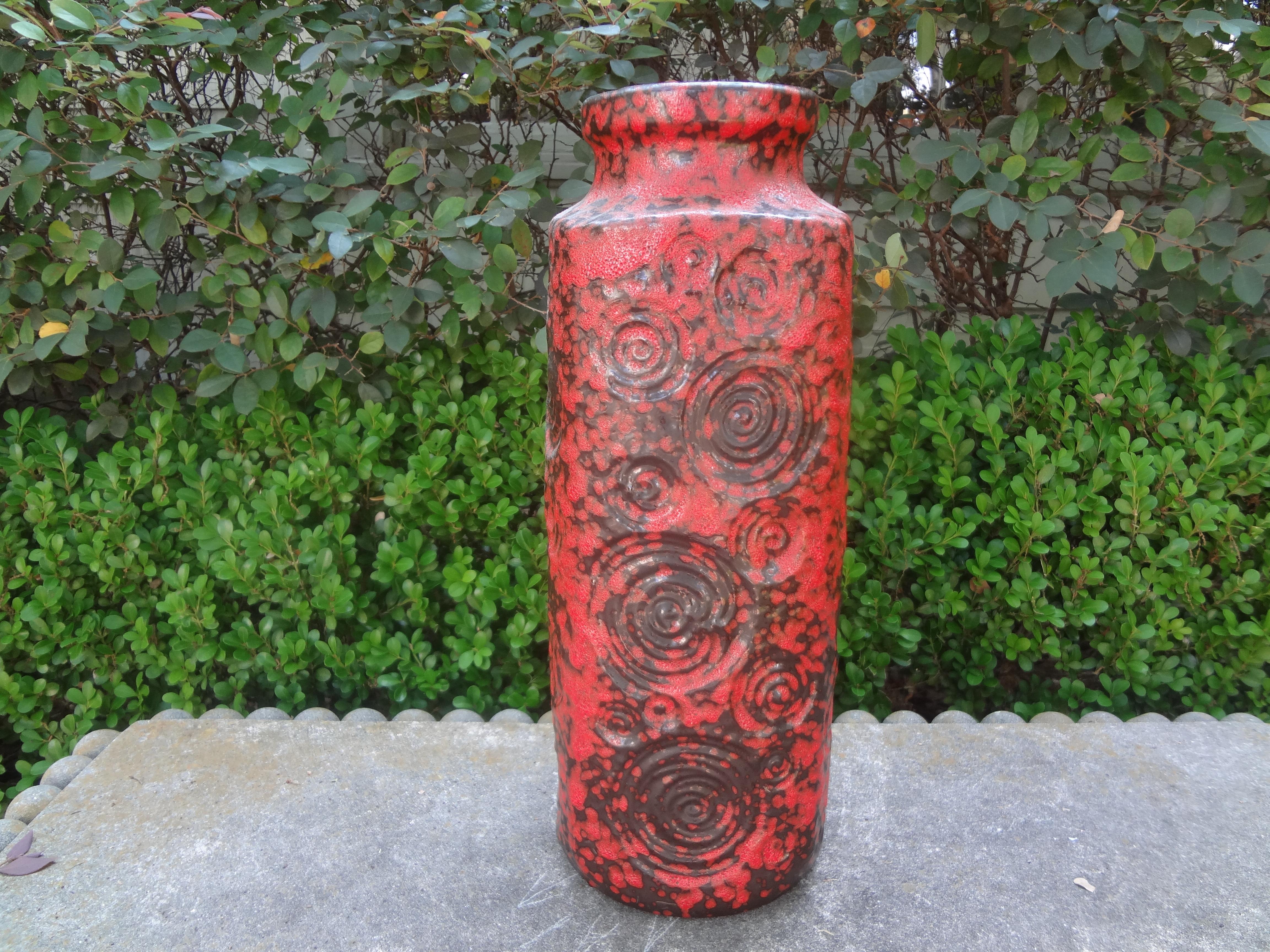 Large Mid-Century Modern West German Glazed Pottery Vase In Good Condition For Sale In Houston, TX