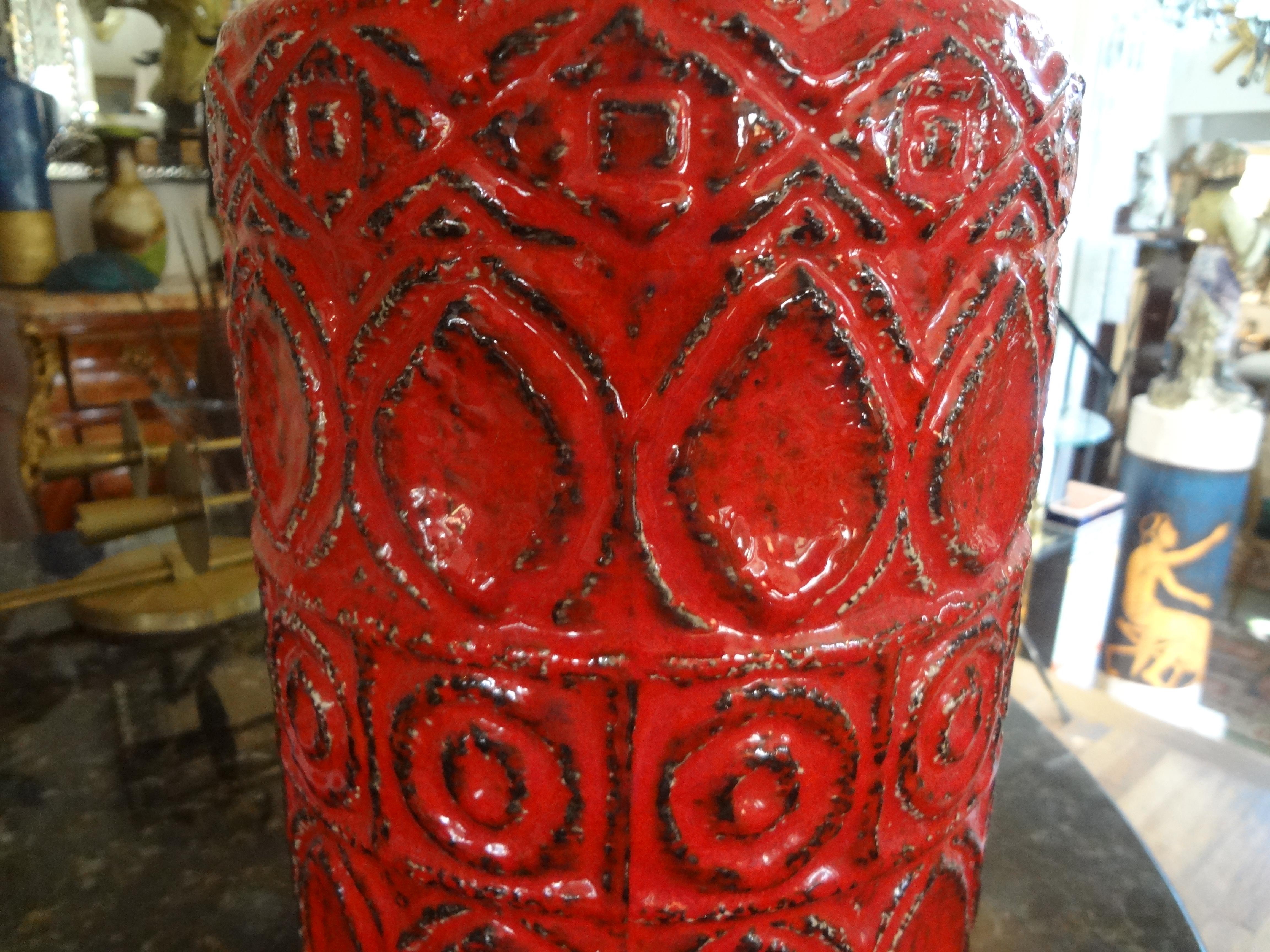 Allemand Grand vase en poterie vernissée West German Modernity en vente