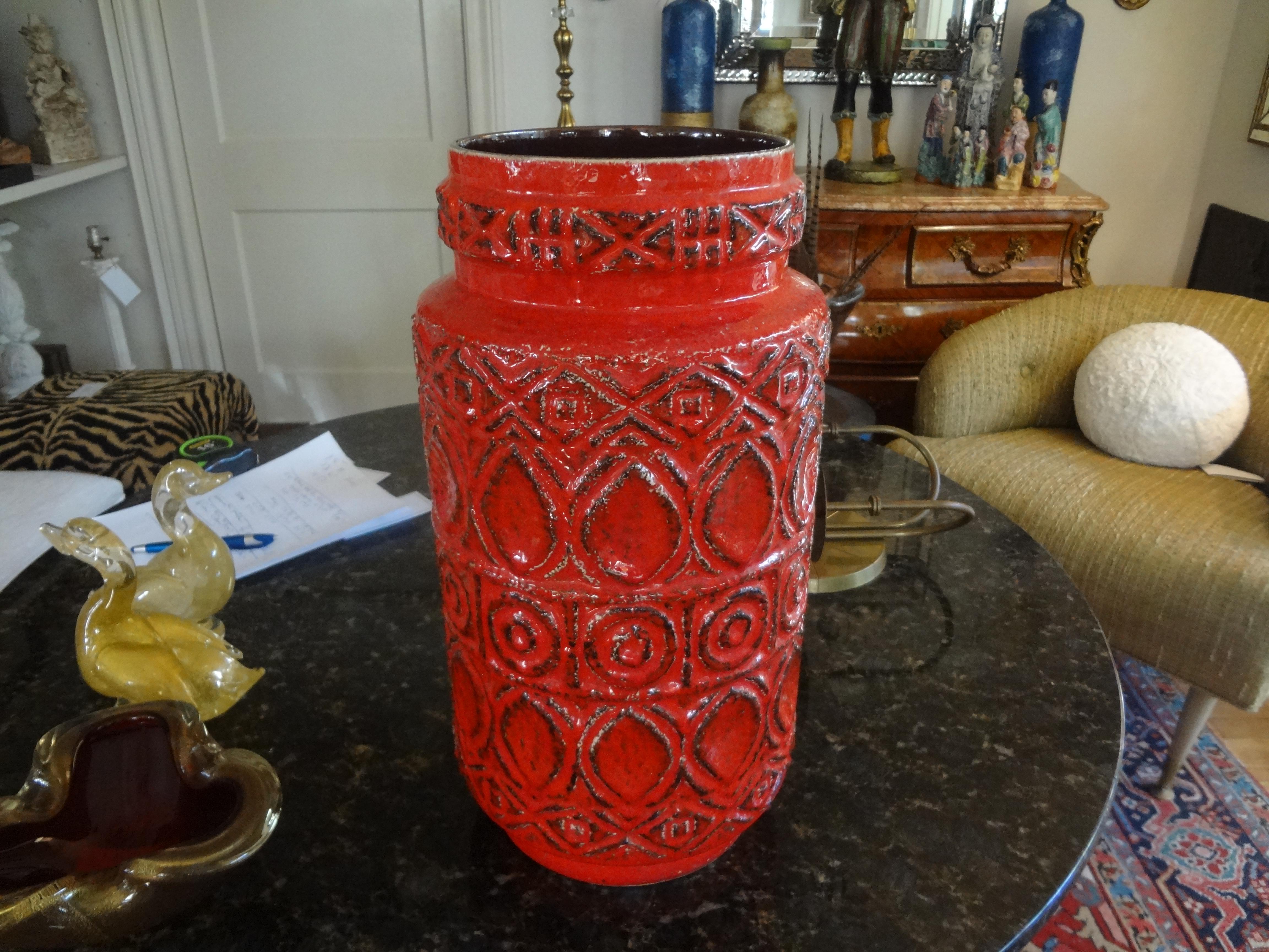 Large Mid-Century Modern West German Glazed Pottery Vase For Sale 4