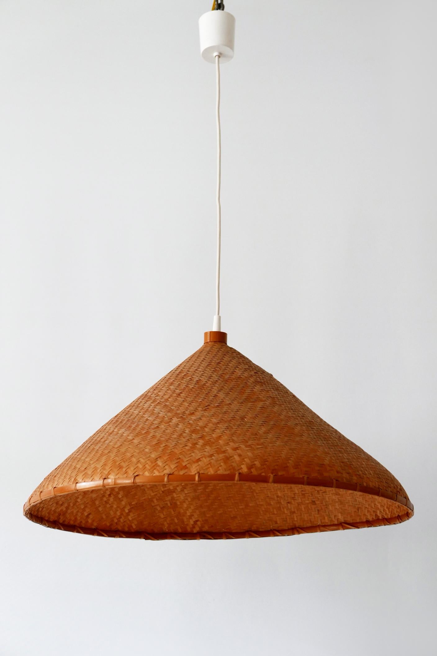 Large Mid-Century Modern Wicker Pendant Lamp or Hanging Light, Germany, 1960s For Sale 6