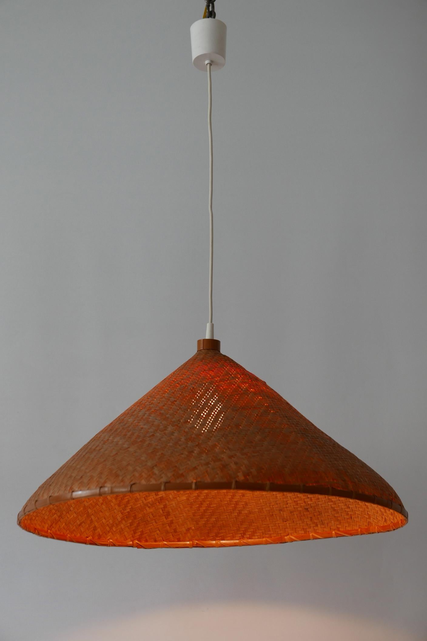 Large Mid-Century Modern Wicker Pendant Lamp or Hanging Light, Germany, 1960s For Sale 7