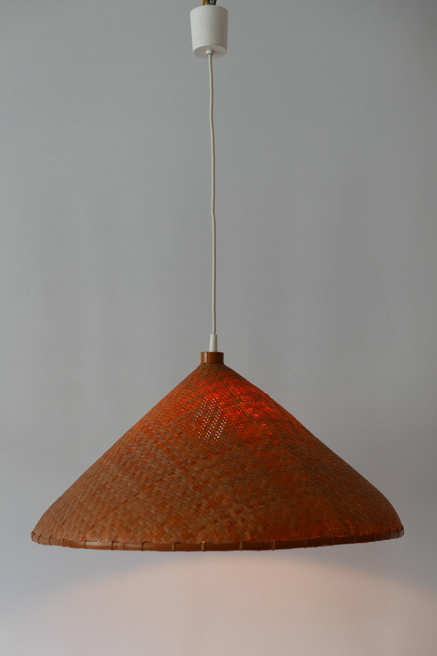 Large Mid-Century Modern Wicker Pendant Lamp or Hanging Light, Germany, 1960s For Sale 8