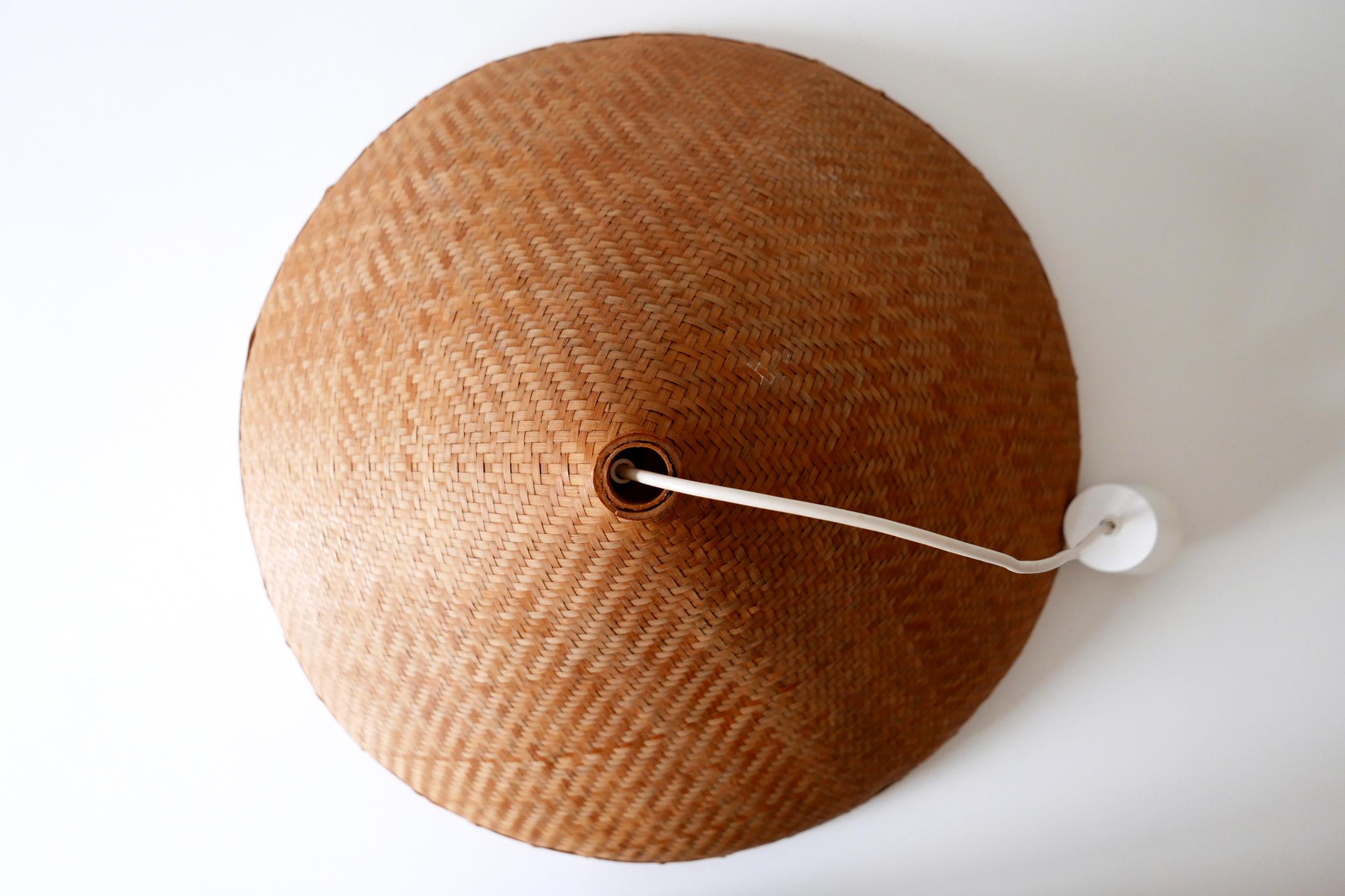 Large Mid-Century Modern Wicker Pendant Lamp or Hanging Light, Germany, 1960s For Sale 9