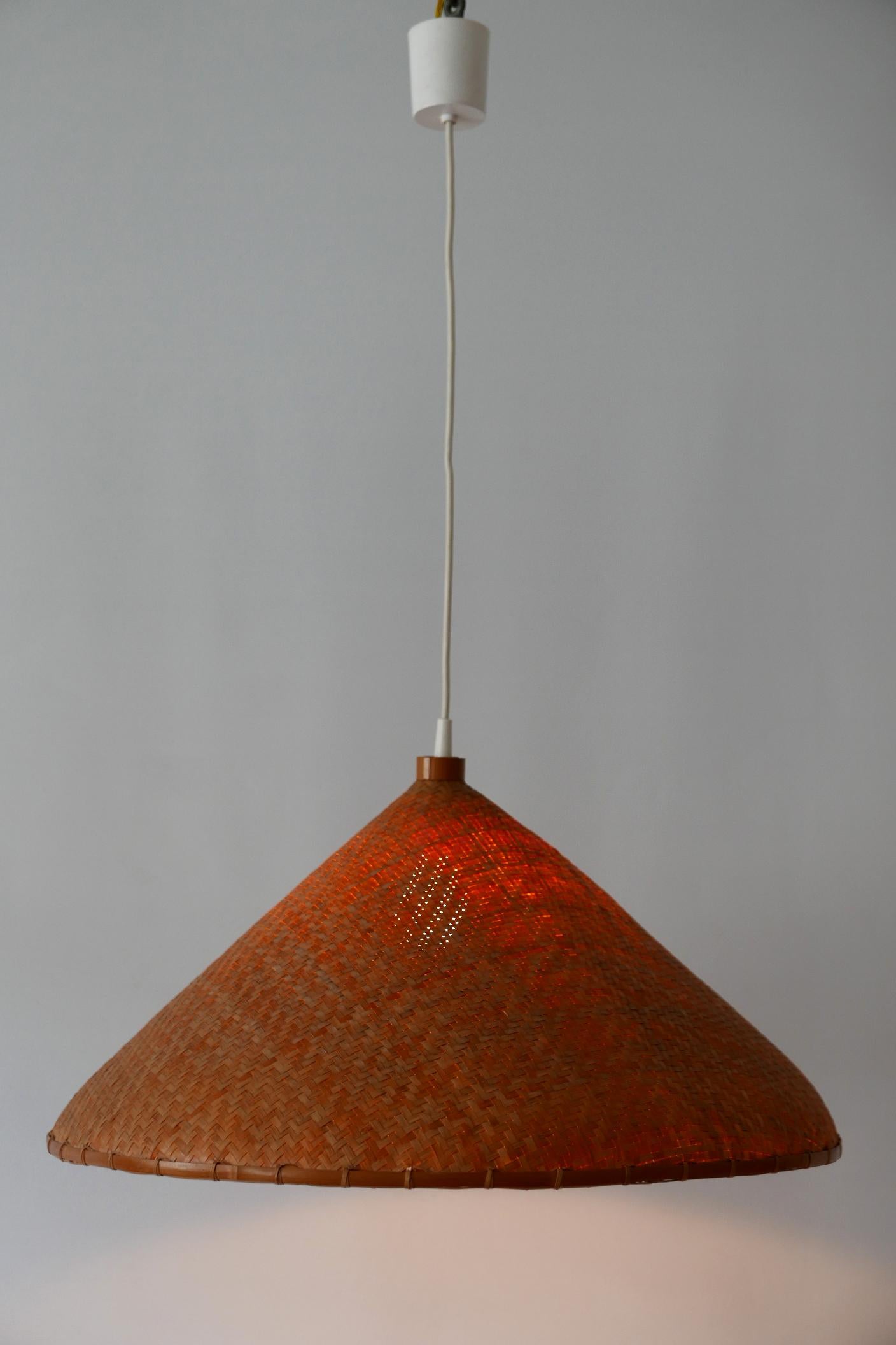 Mid-20th Century Large Mid-Century Modern Wicker Pendant Lamp or Hanging Light, Germany, 1960s For Sale
