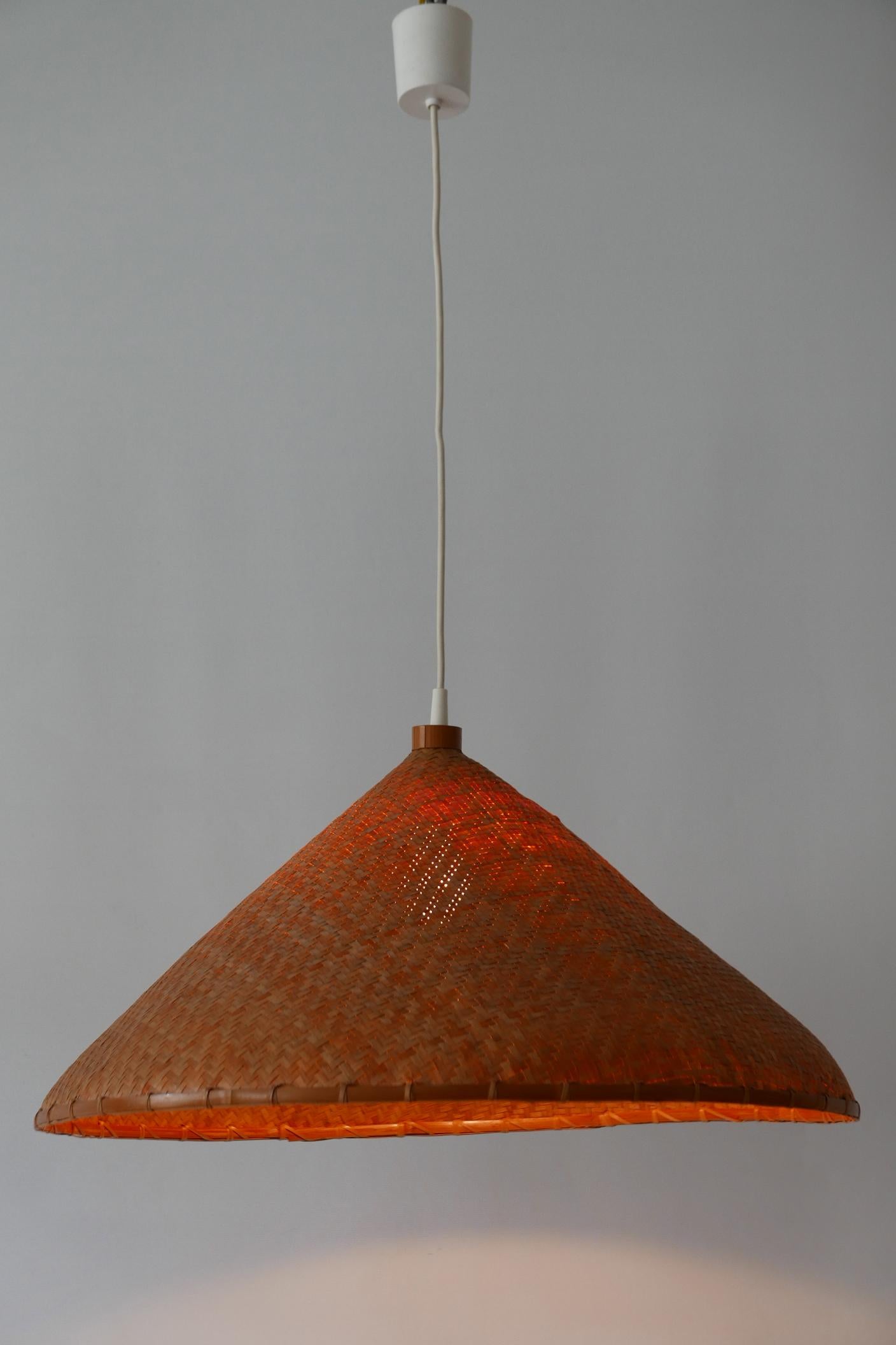 Large Mid-Century Modern Wicker Pendant Lamp or Hanging Light, Germany, 1960s For Sale 2