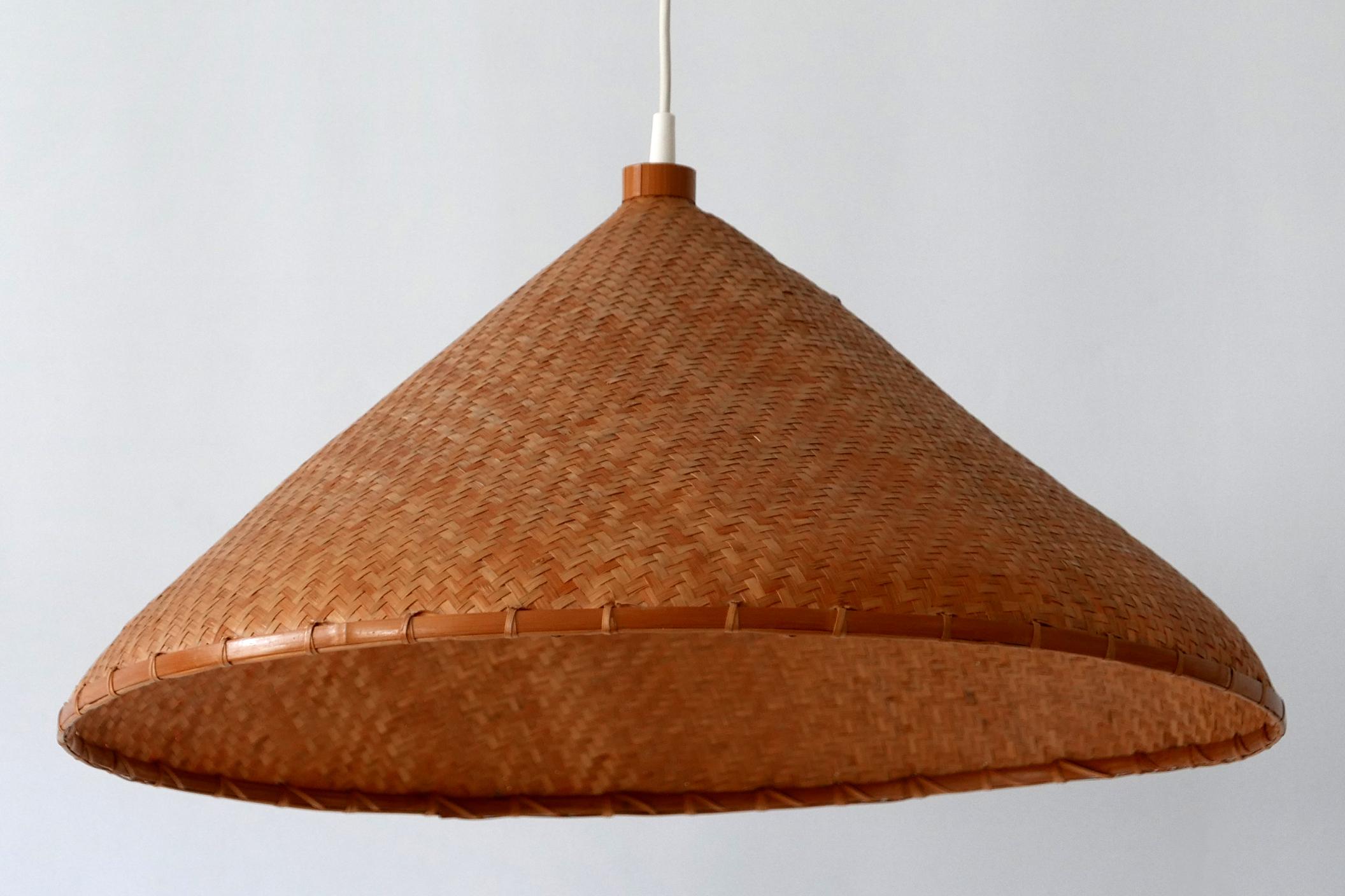 Large Mid-Century Modern Wicker Pendant Lamp or Hanging Light, Germany, 1960s For Sale 4