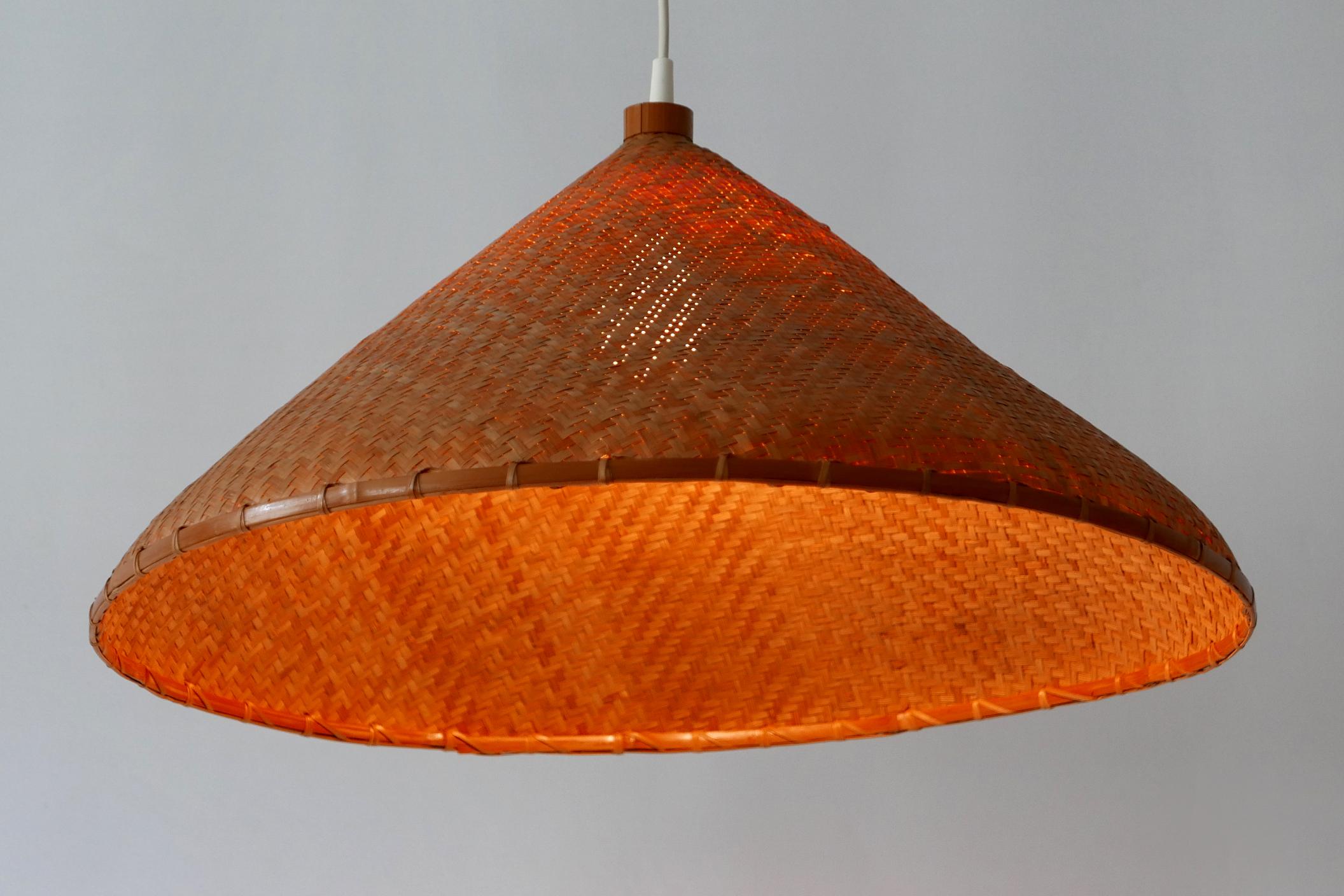 Large Mid-Century Modern Wicker Pendant Lamp or Hanging Light, Germany, 1960s For Sale 5