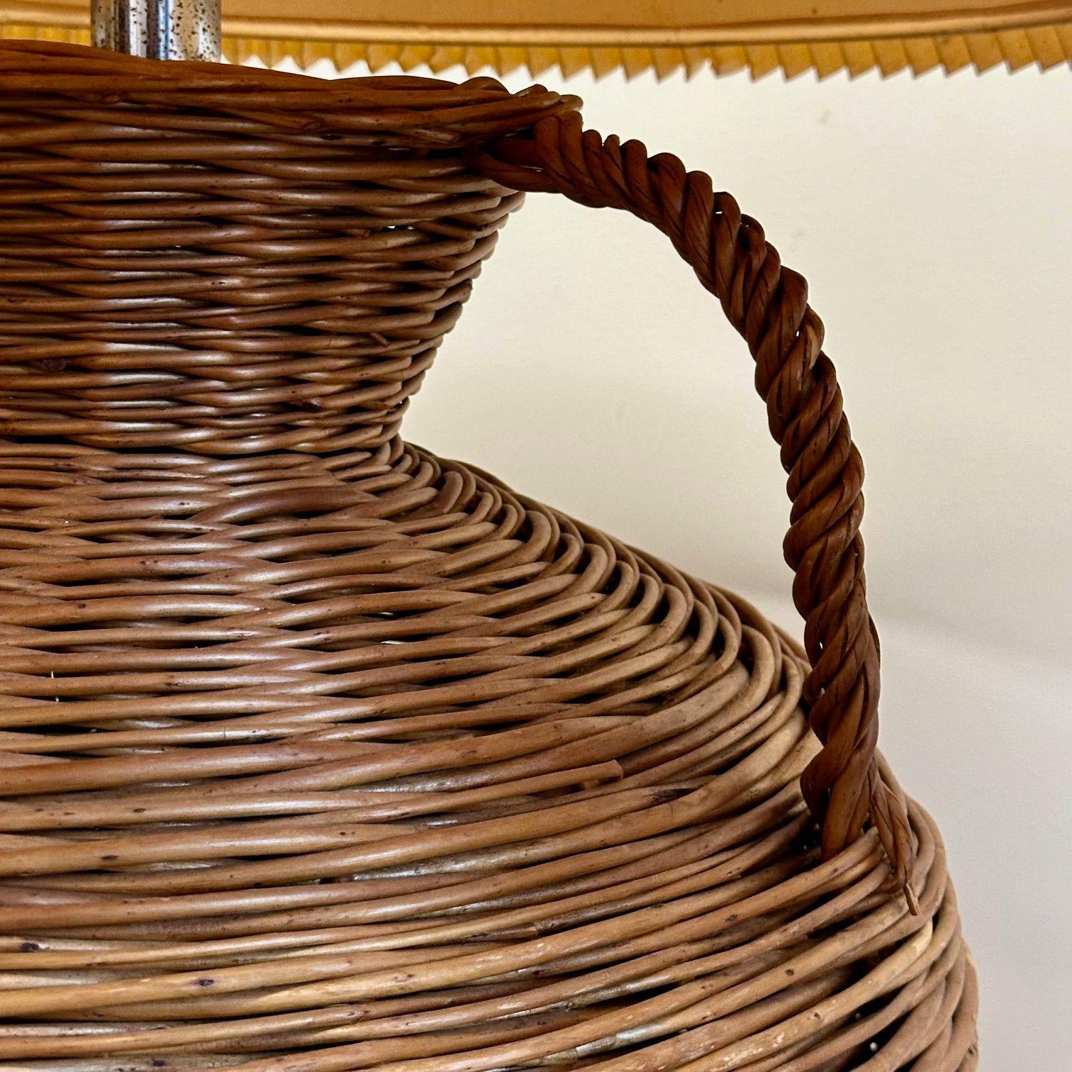 Kovacs, Mid-Century Modern, Large Wicker Table Lamps, United States, 1980s 4