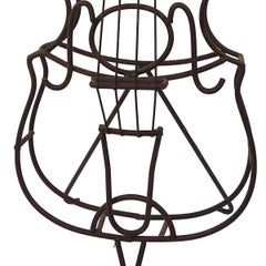 Large Mid-Century Modern Wire Steel Candle Holder in the Shape of a Cello