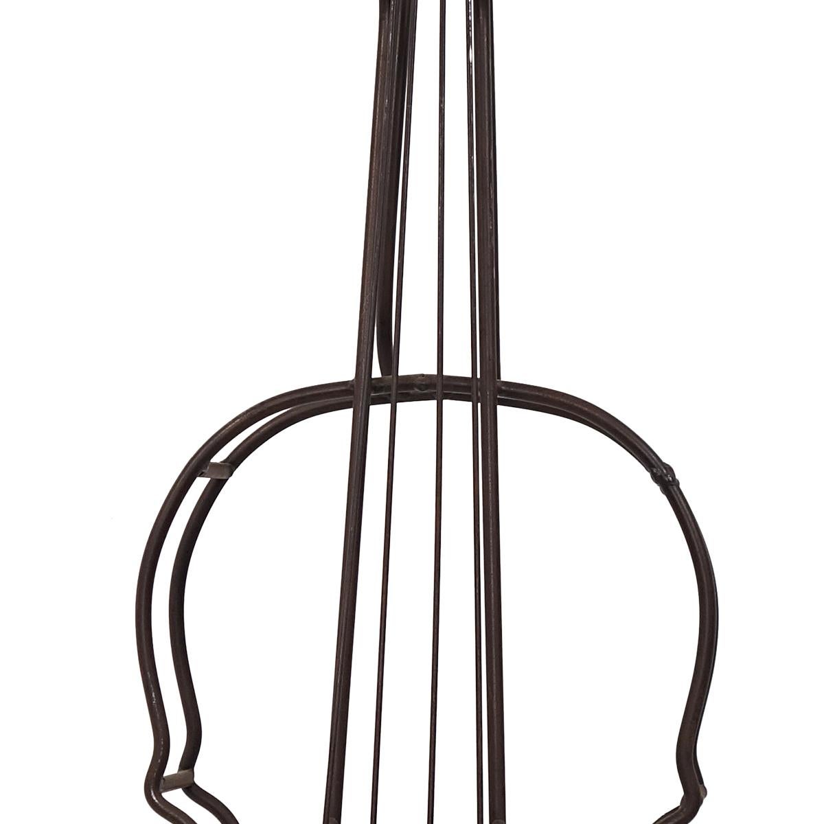 Dutch Large Mid-Century Modern Wire Steel Candle Holder in the Shape of a Cello For Sale