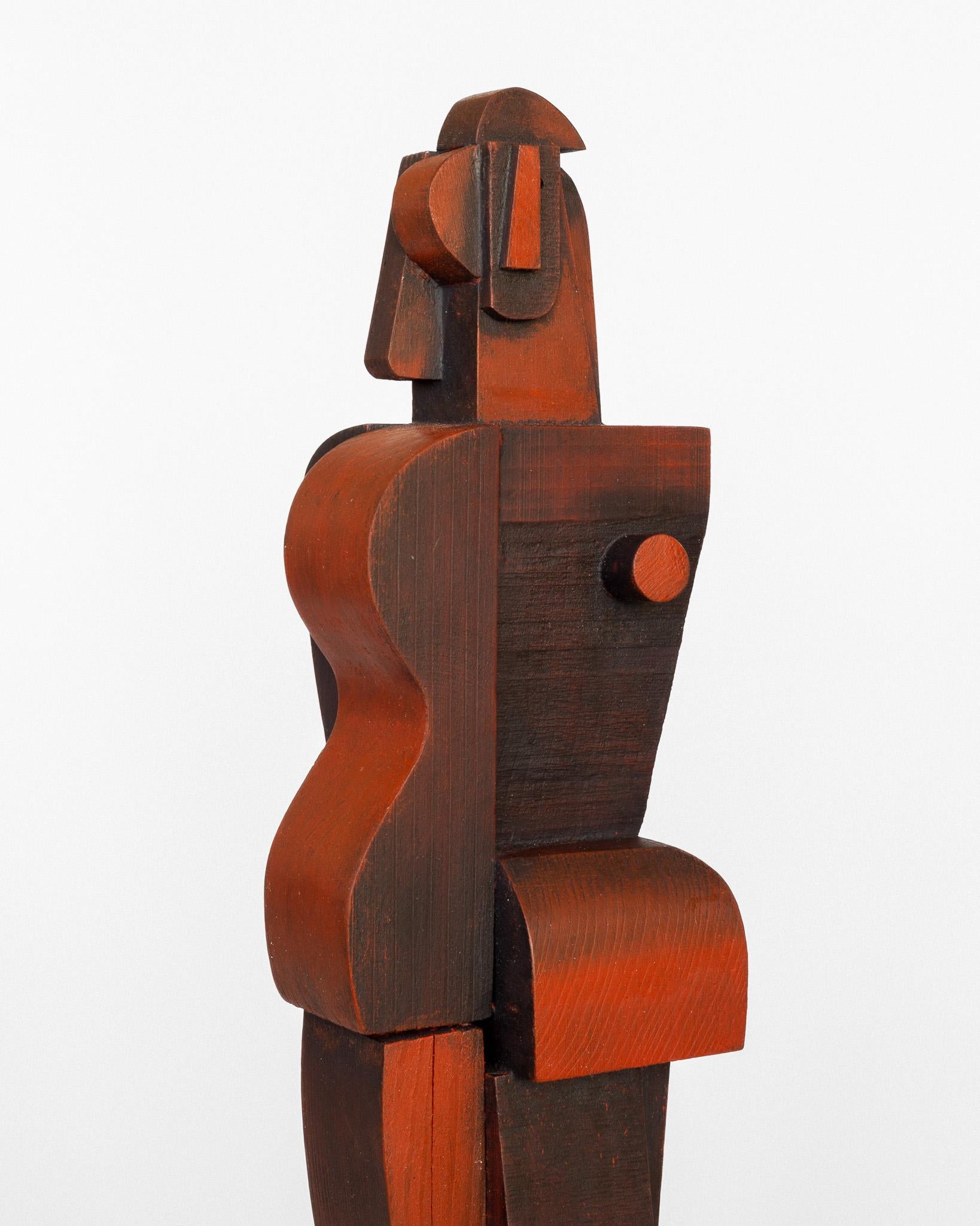 Large Mid-Century Modern Wooden Cubist Sculpture by Atelier Boulogne 5