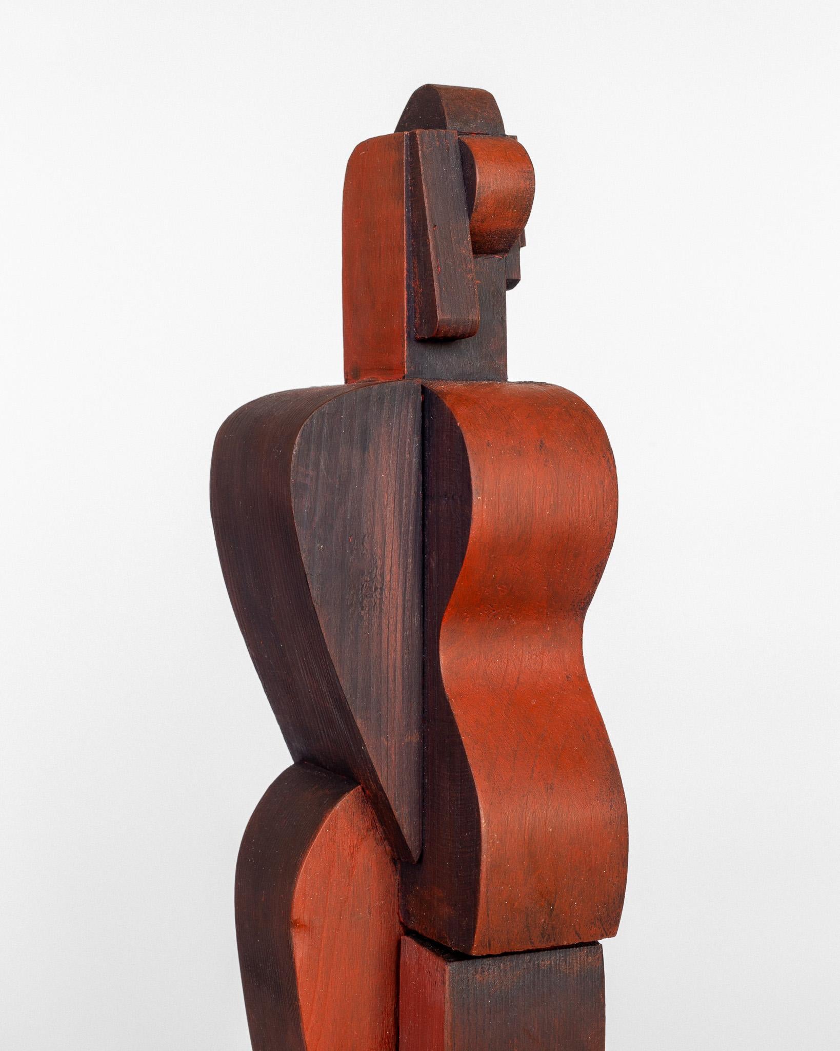 Large Mid-Century Modern Wooden Cubist Sculpture by Atelier Boulogne 6