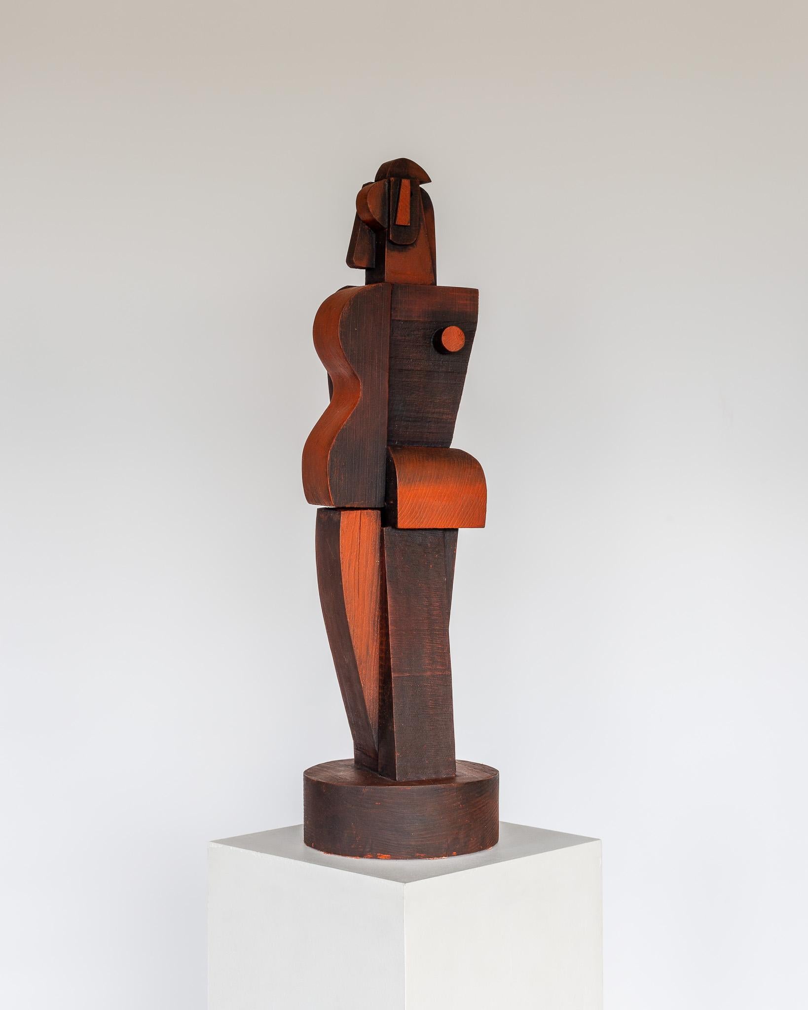 Large Mid-Century Modern Wooden Cubist Sculpture by Atelier Boulogne 7
