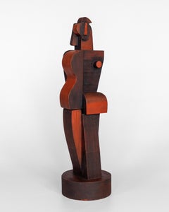 Large Mid-Century Modern Wooden Cubist Sculpture by Atelier Boulogne